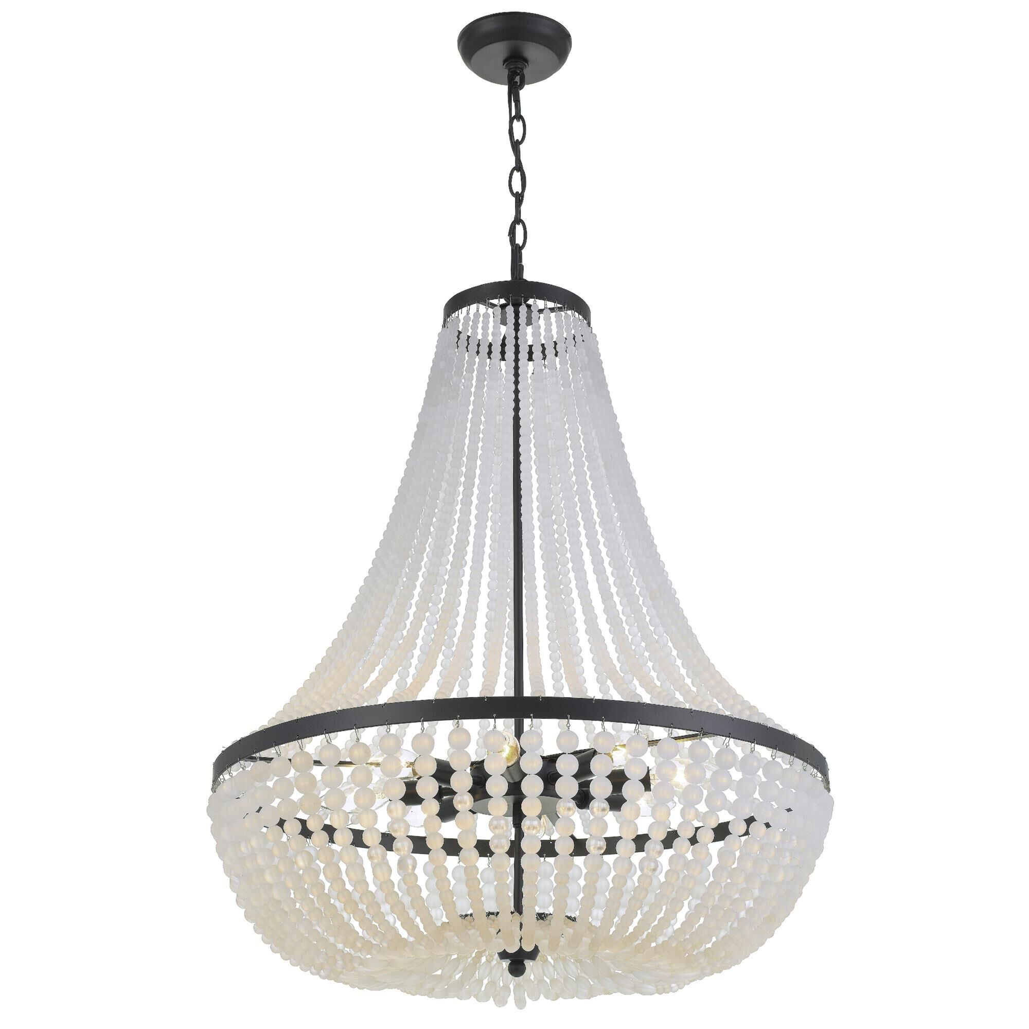Shown in Matte Black finish and Frosted Glass Beads crystal