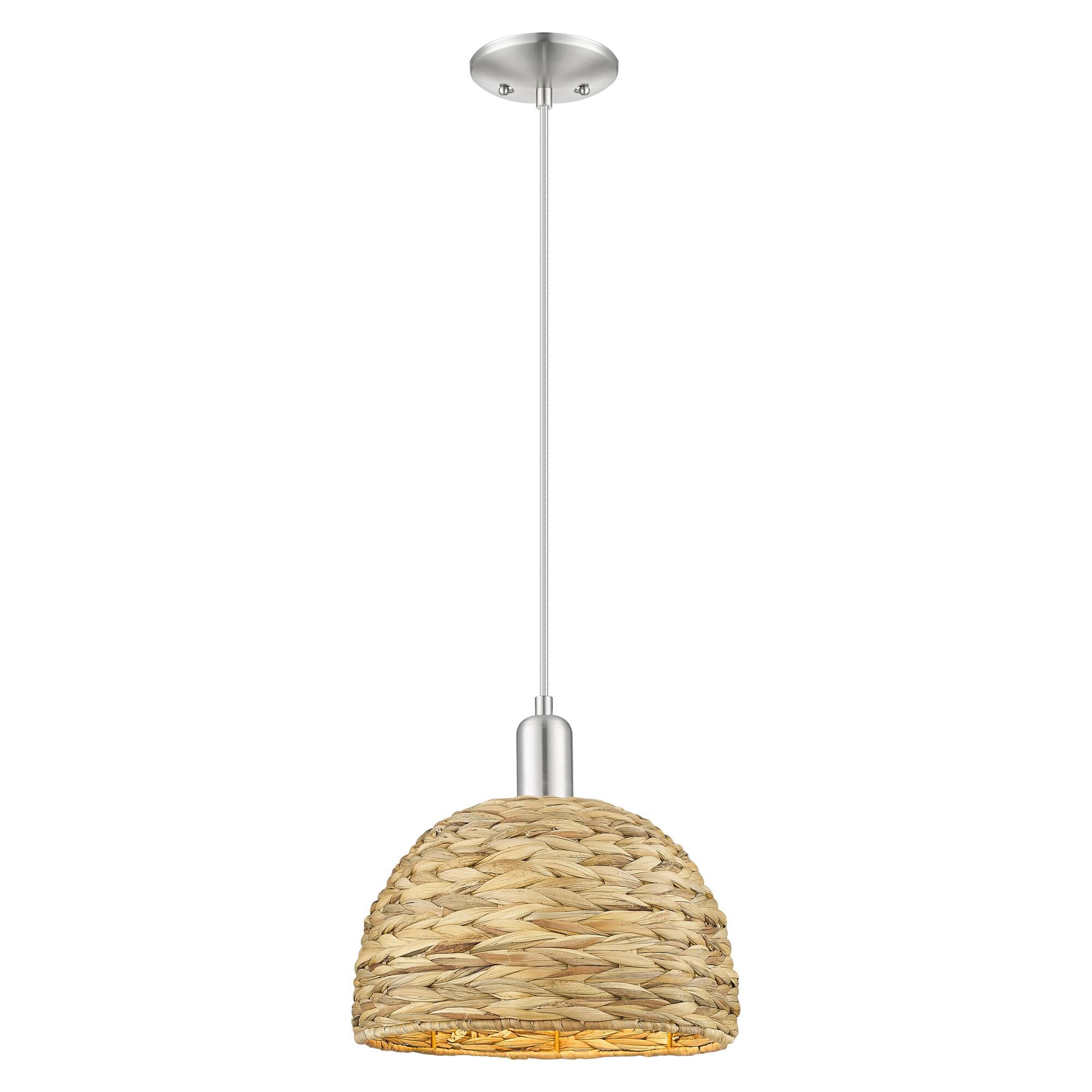 Shown in Brushed Satin Nickel finish and Natural shade