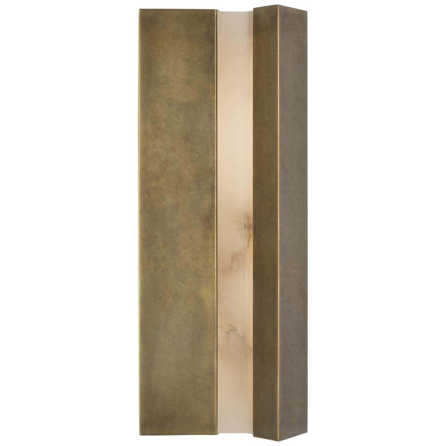 Shown in Mottled Brass finish and Alabaster shade