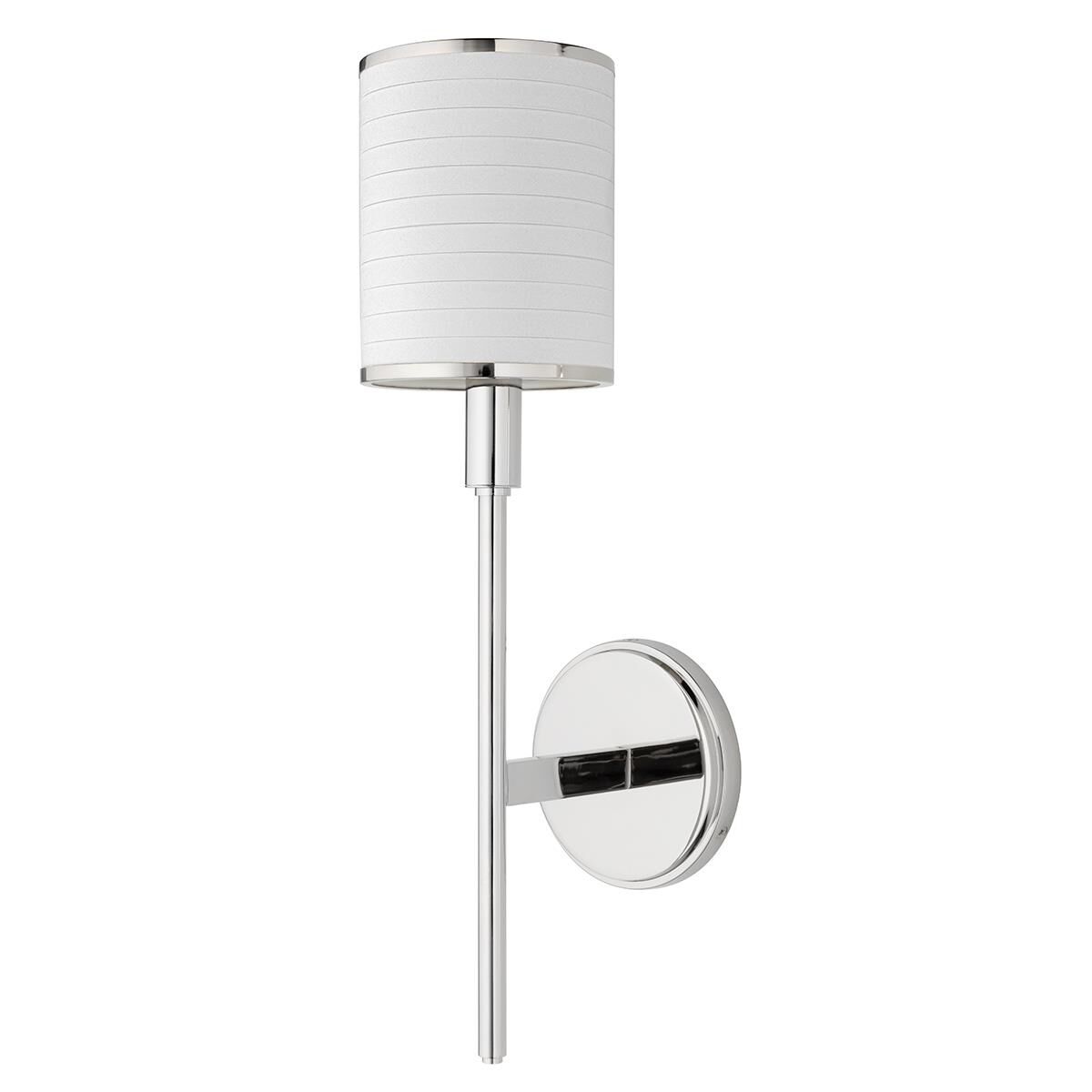 Shown in Polished Nickel finish and Off White Faux Silk shade