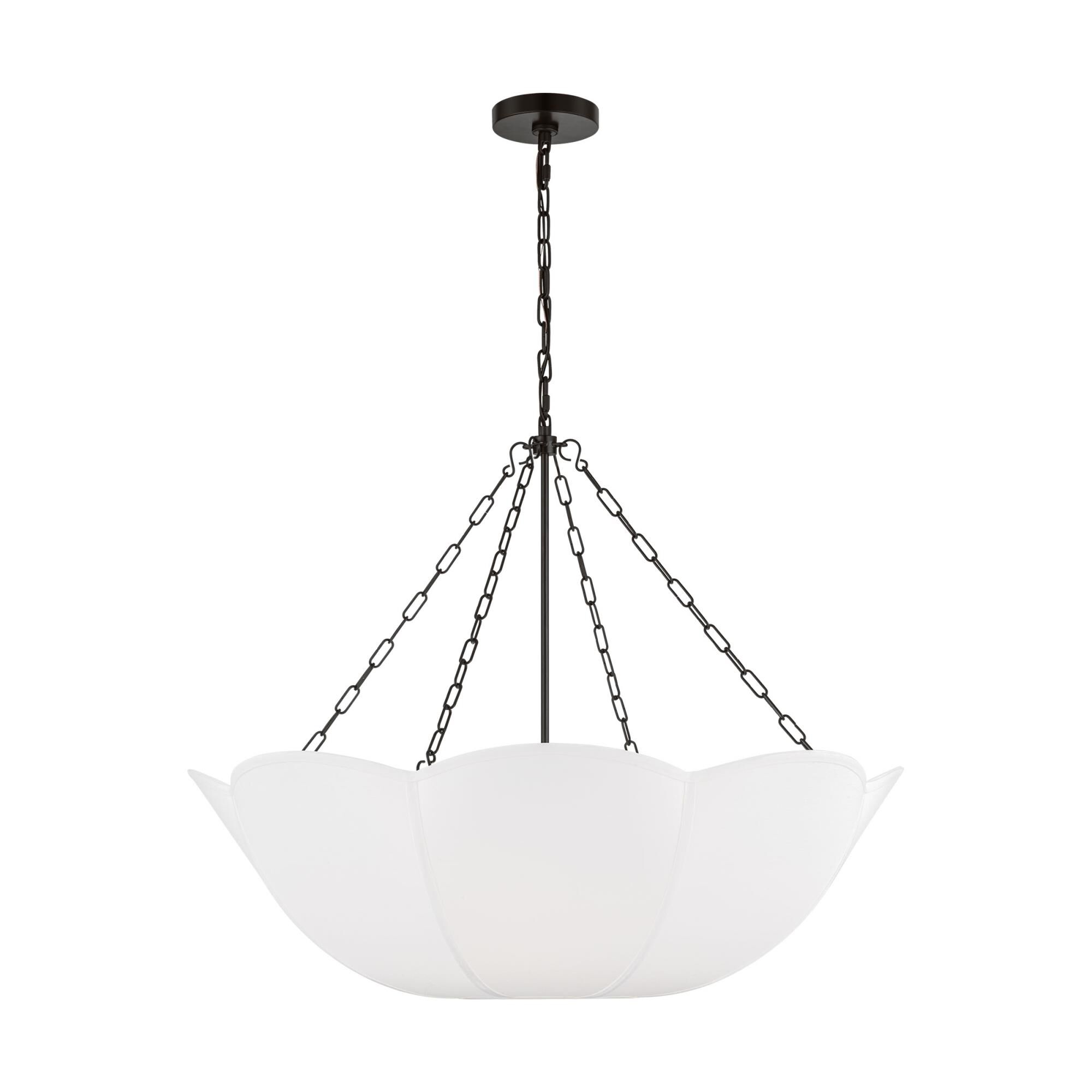 Shown in Aged Iron finish and White Linen shade