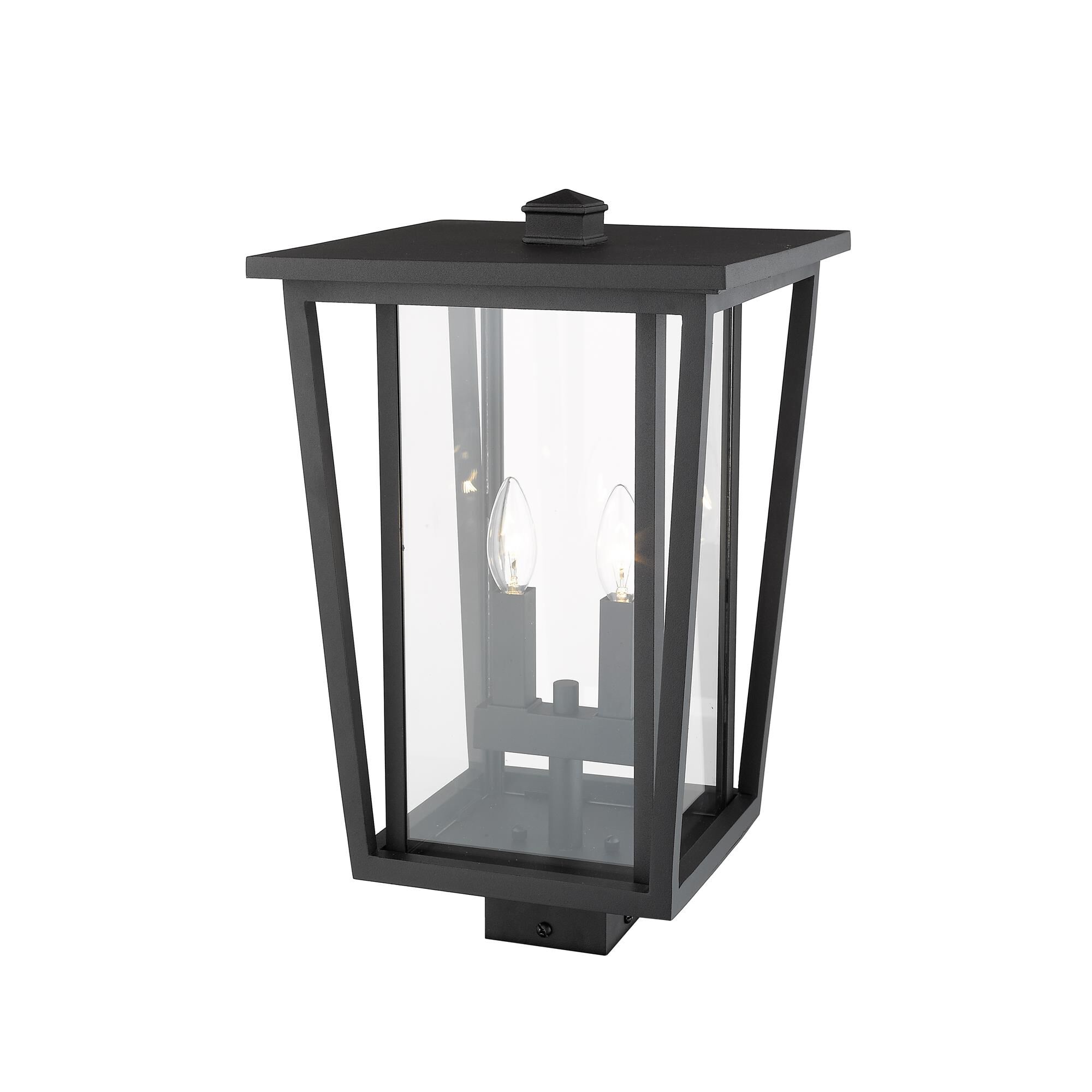 Shown in Black finish and Glass shade