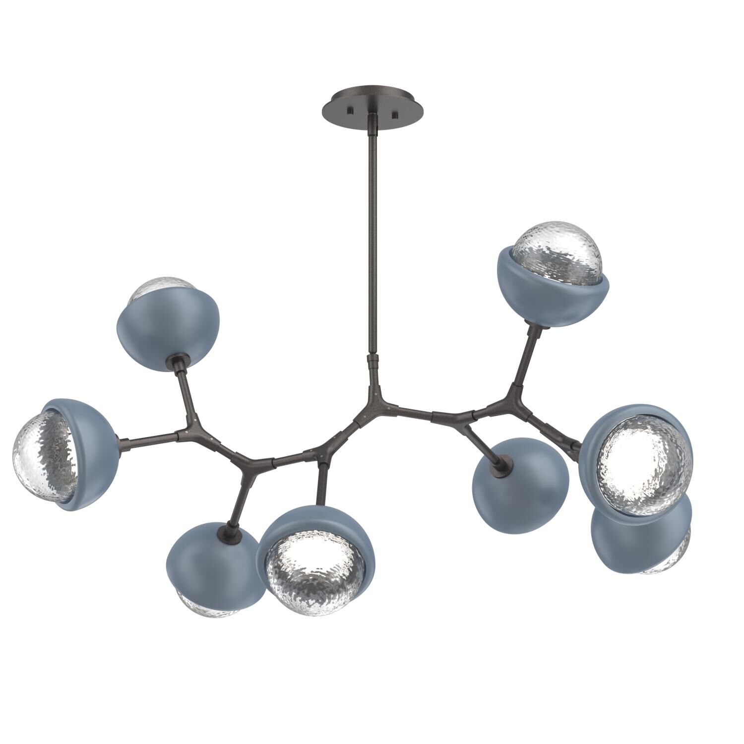 Shown in Graphite finish and Clear glass and Poppy Blue accent