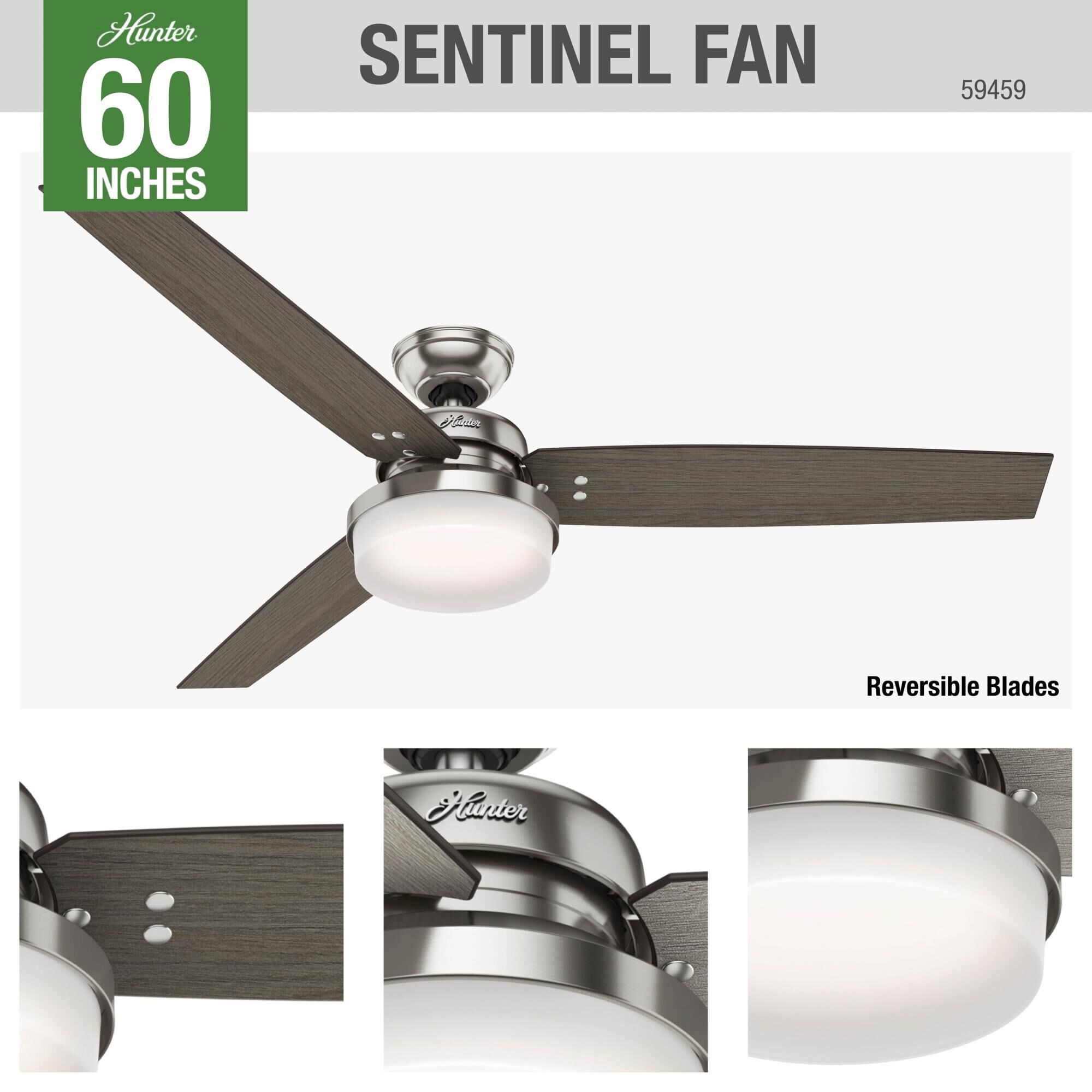 Sentinel 60 Inch Ceiling Fan with Light Kit by Hunter Fan