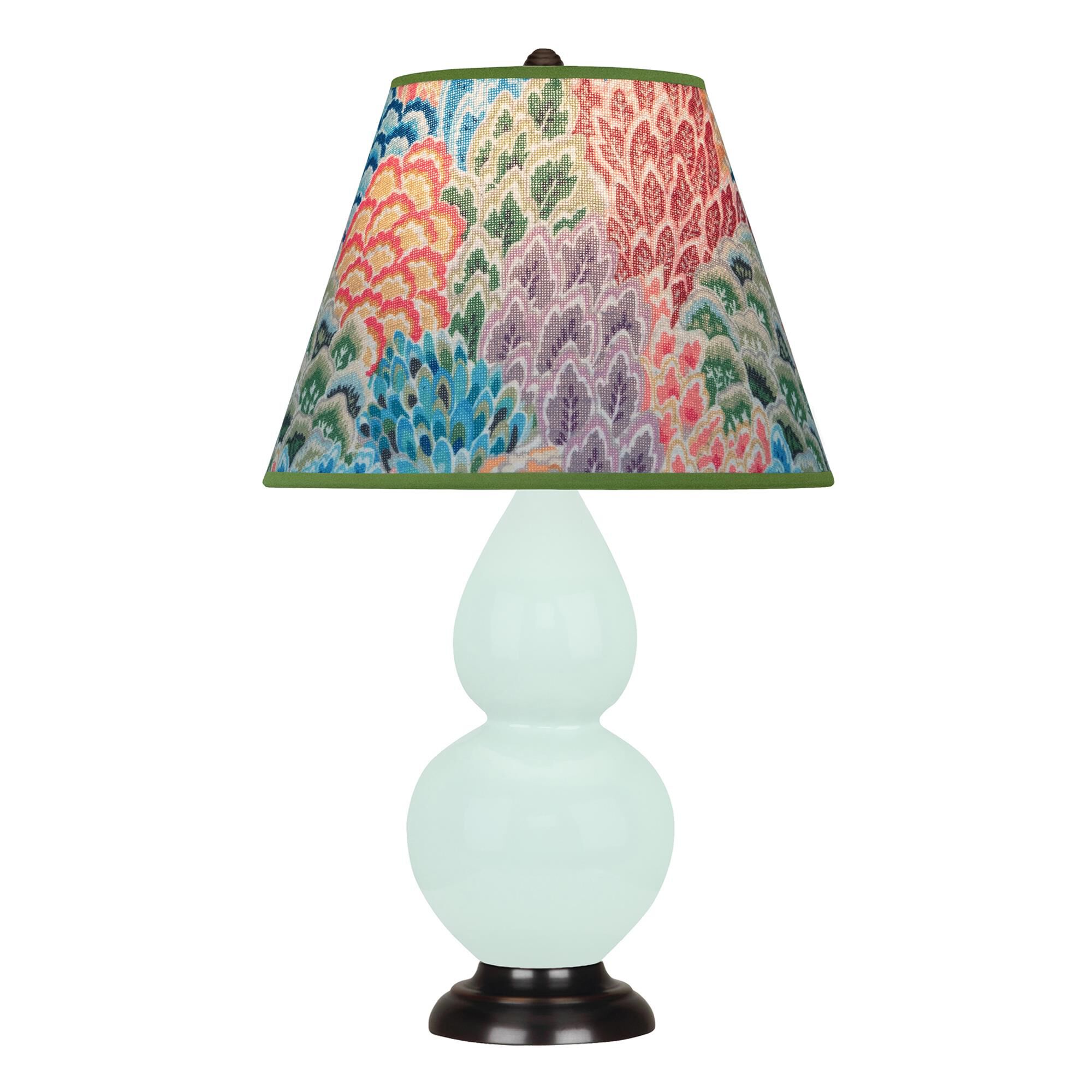 Shown in Mint Glazed finish and Spring Floral shade and Deep Patina Bronze accent