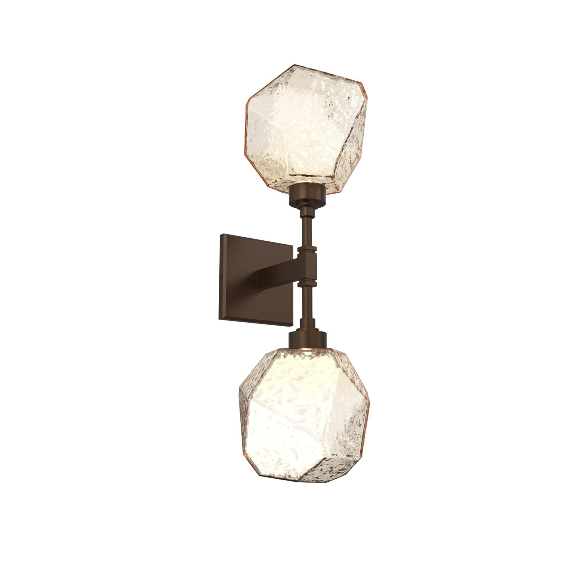 Shown in Flat Bronze finish and Amber Blown glass