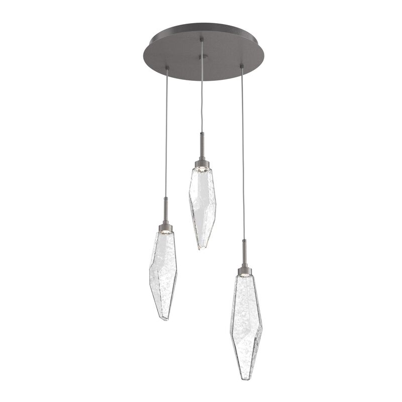 Rock Crystal 17 Inch 3 Light Multi Light Pendant by Hammerton Studio