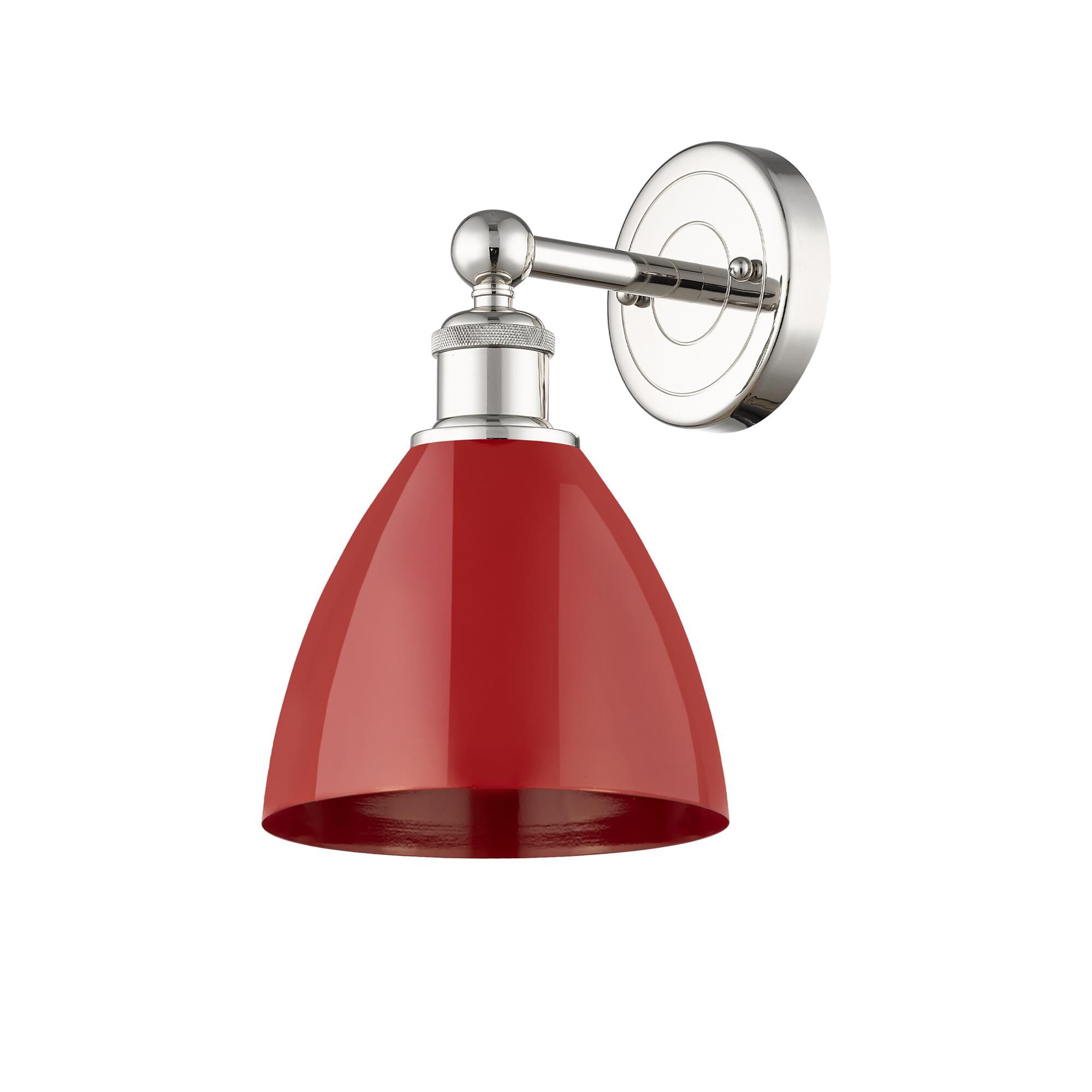 Shown in Polished Nickel finish and Red shade