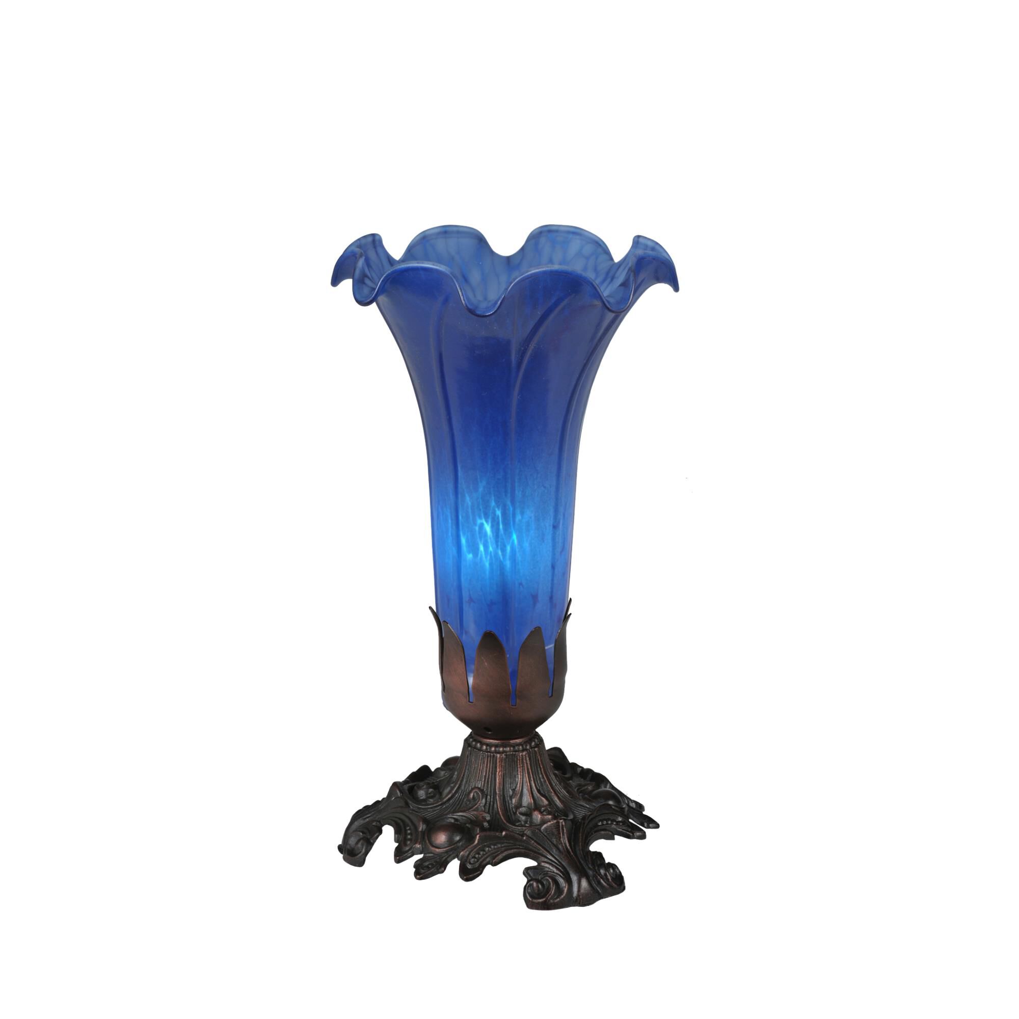 Shown in Antique Finish finish and Blue glass