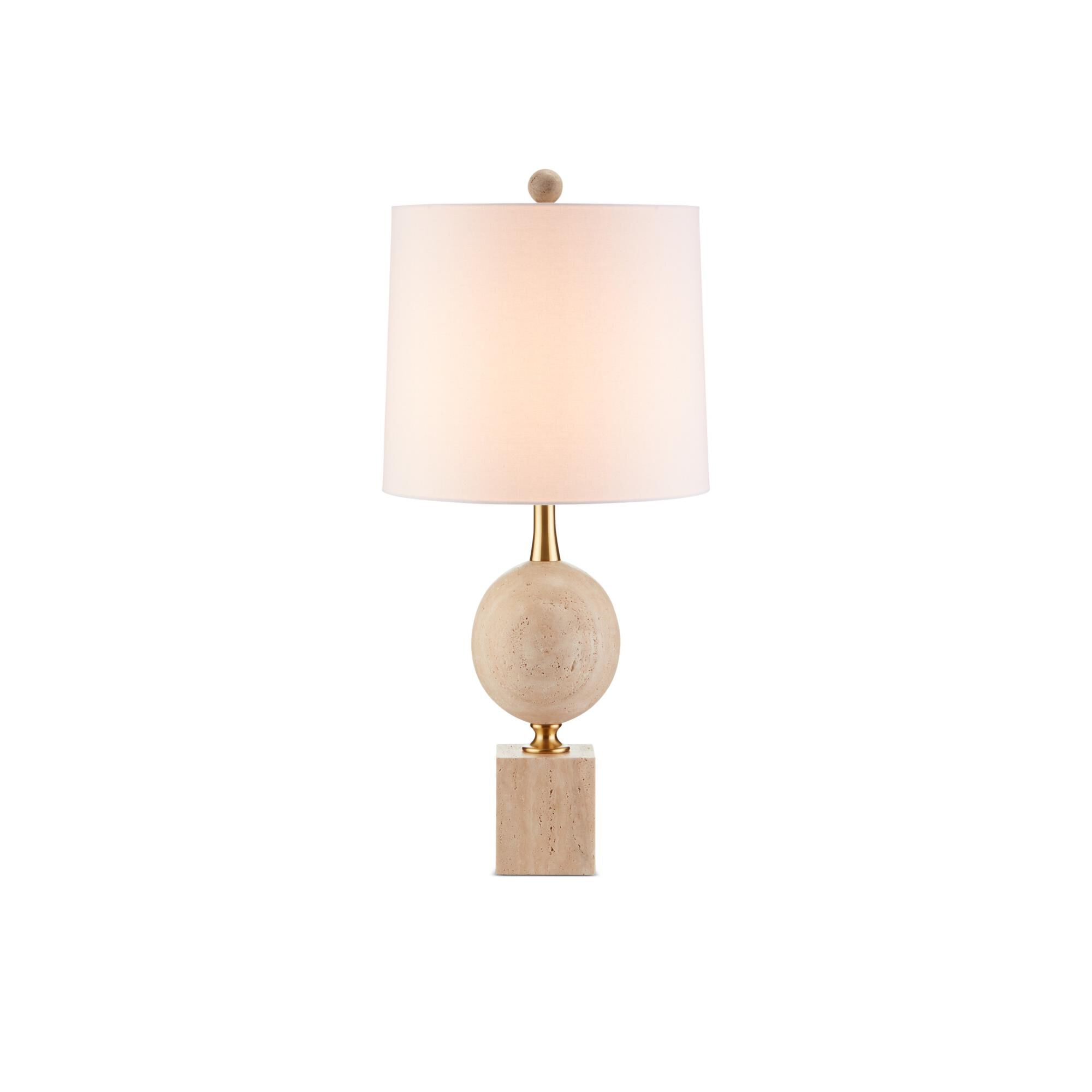 Shown in Natural, Beige, Antique Brass finish and Bone Linen shade