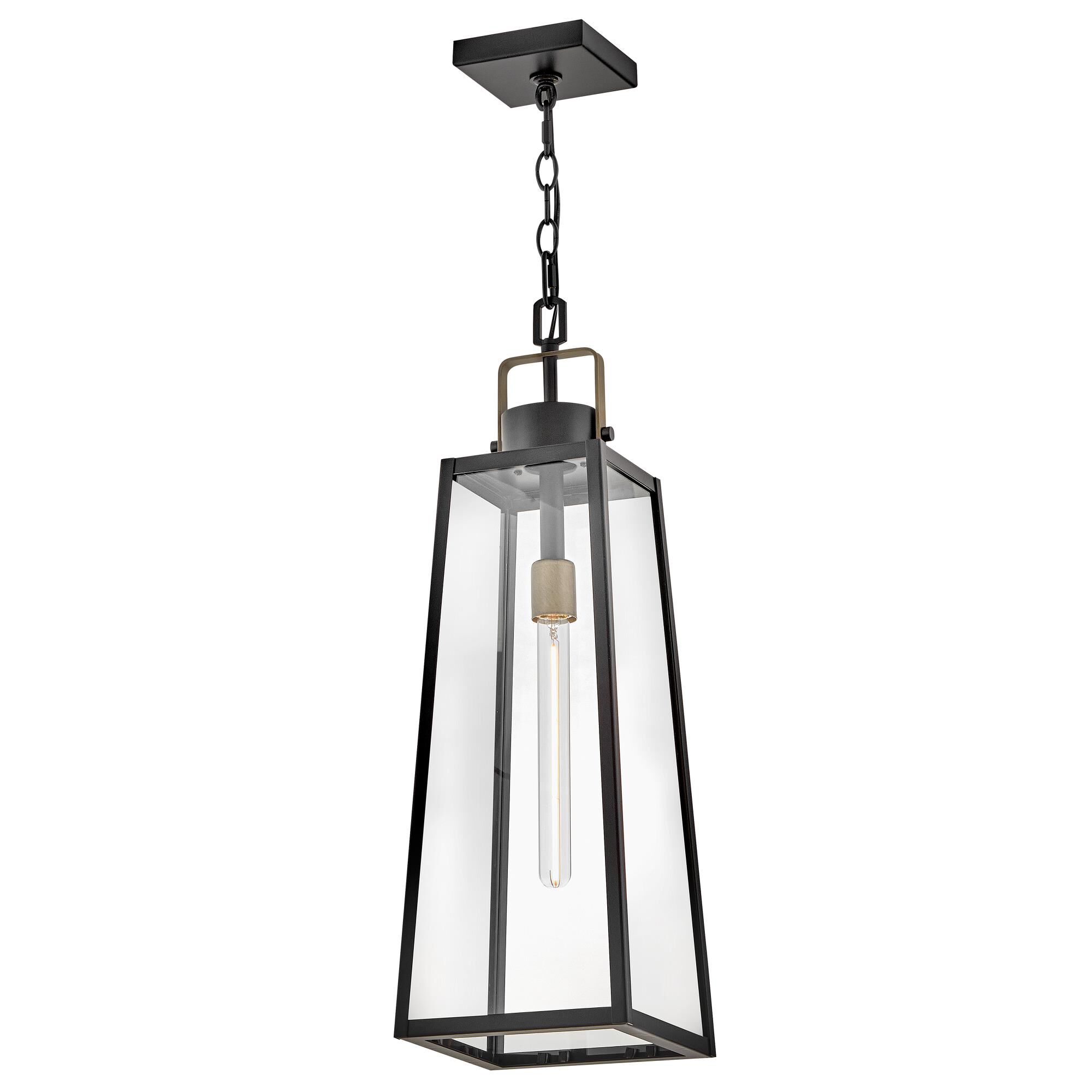 Shown in Black finish and Clear glass and Burnished Bronze accent