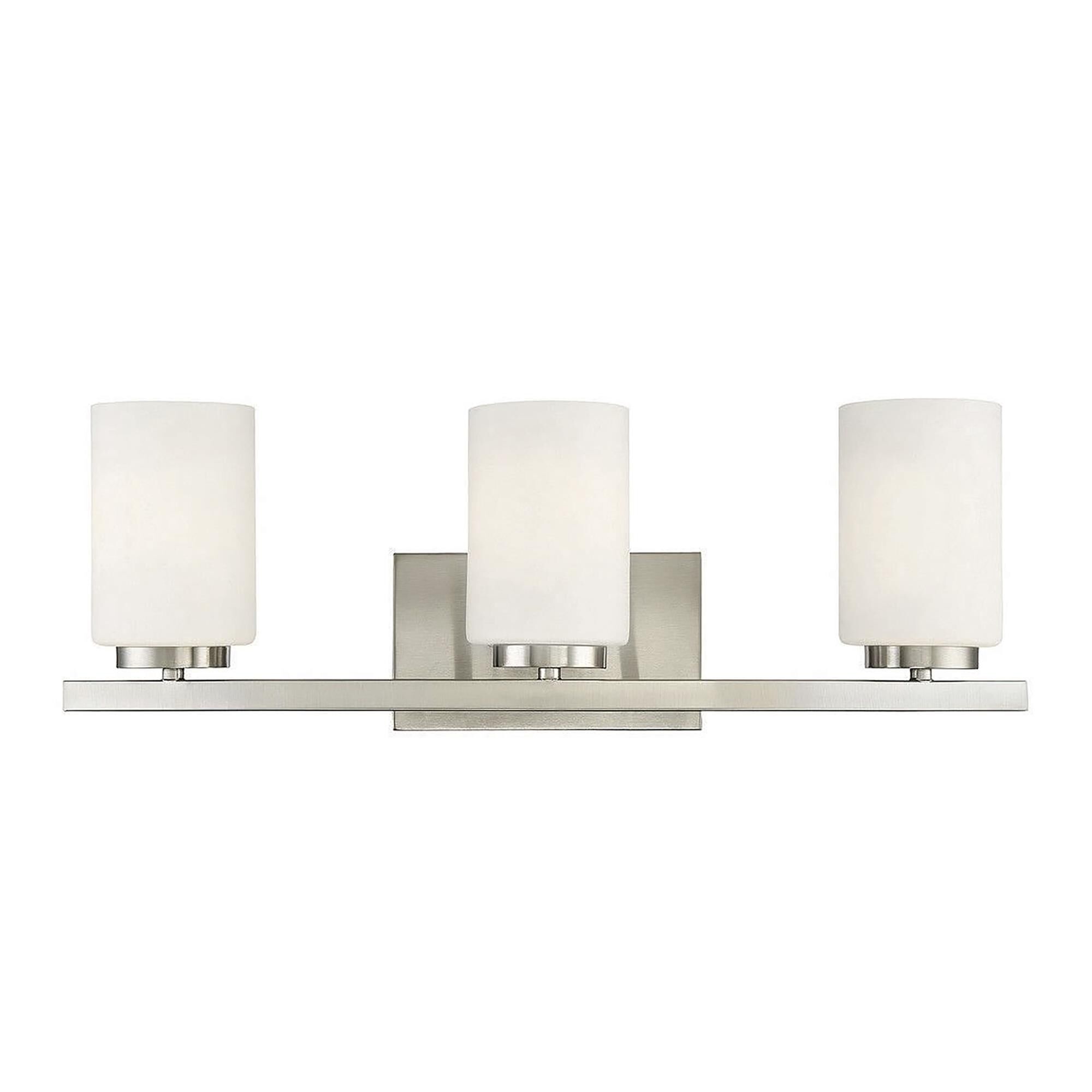Shown in Brushed Nickel finish and White Opal Etched glass