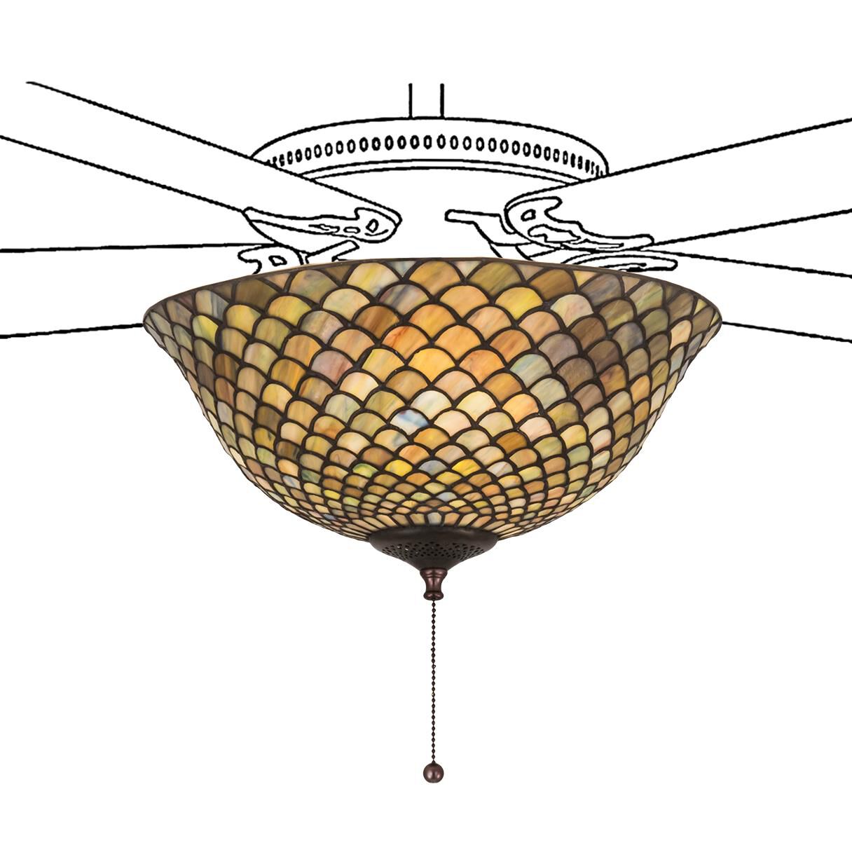 Tiffany Fishscale 3 Light Fan Light Kit by Meyda Lighting