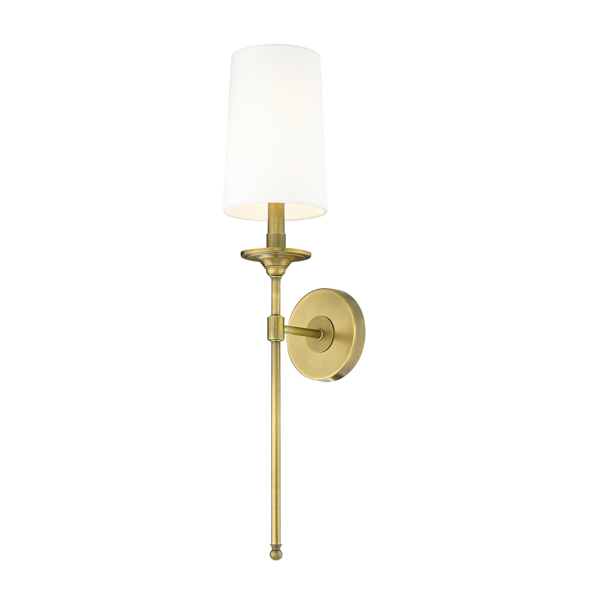 Shown in Rubbed Brass finish and Fabric glass and Fabric shade