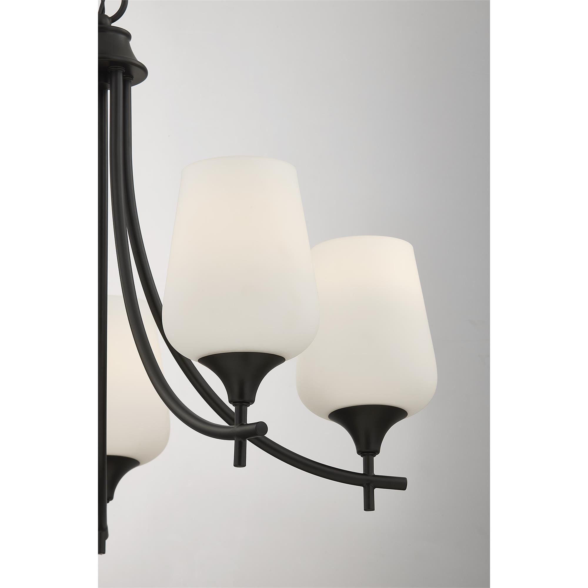 Shown in Matte Black finish and White Opal glass