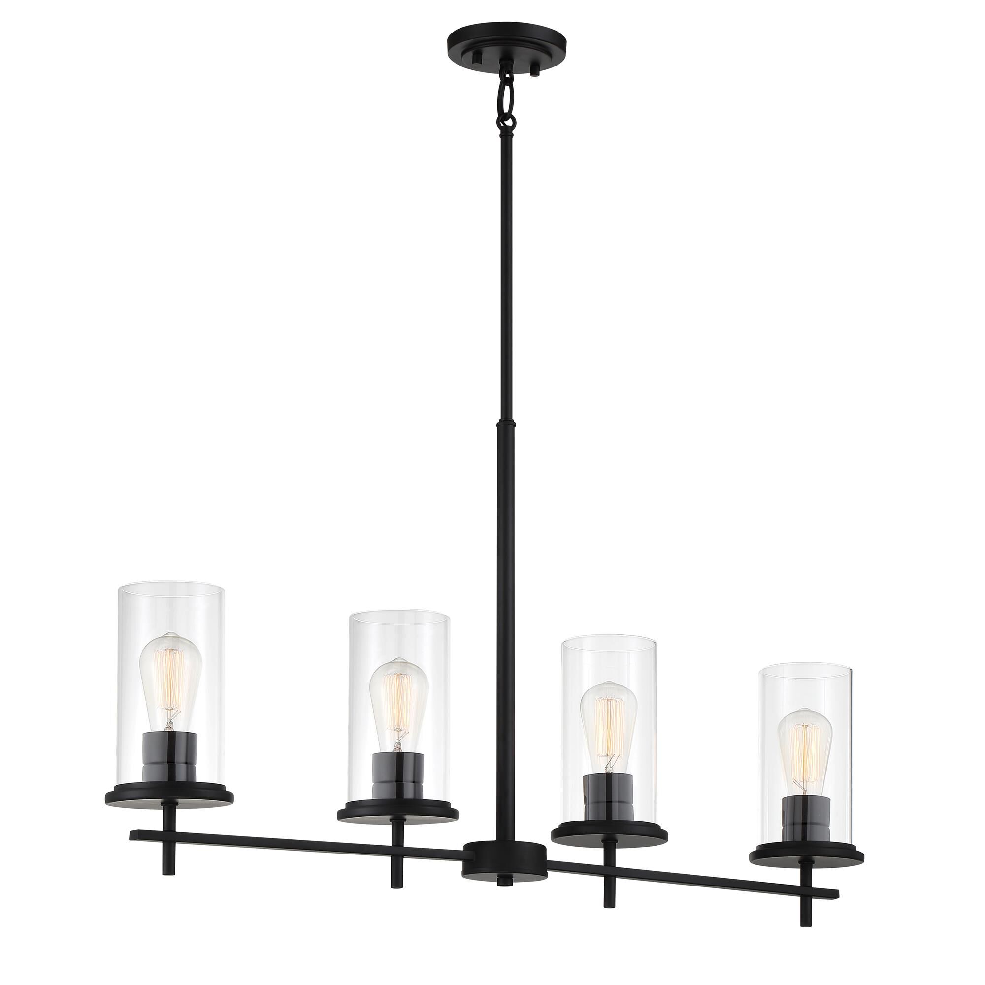 Shown in Coal finish and Clear glass and Glass shade
