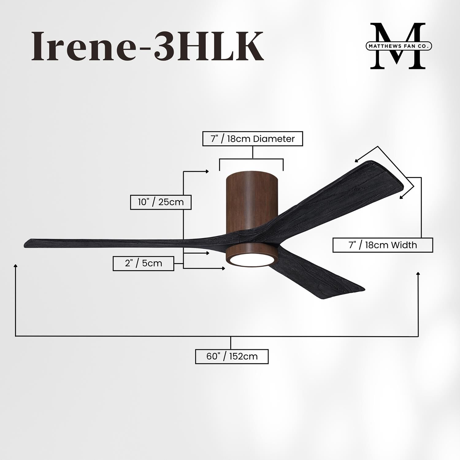 Irene 60 Inch Flush Mount Fan with Light Kit by Matthews Fan Company