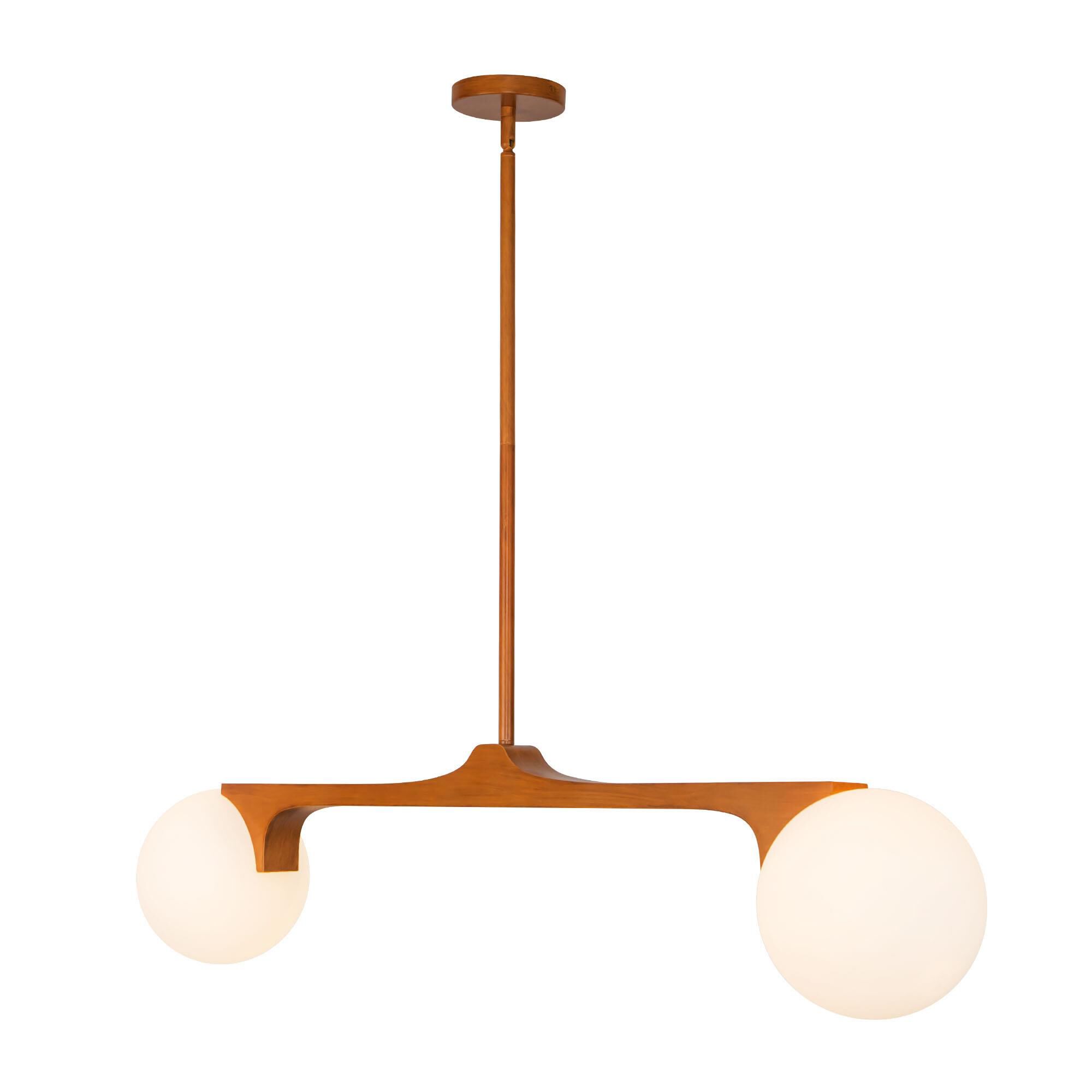 Shown in Teak finish and Matte Opal glass