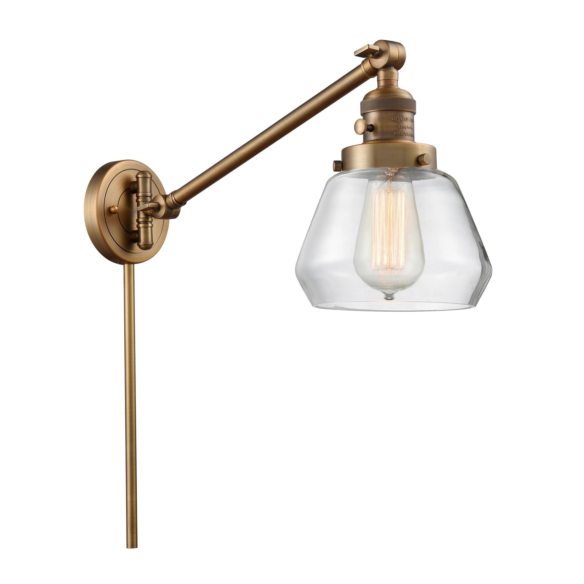 Shown in Brushed Brass finish and Clear glass