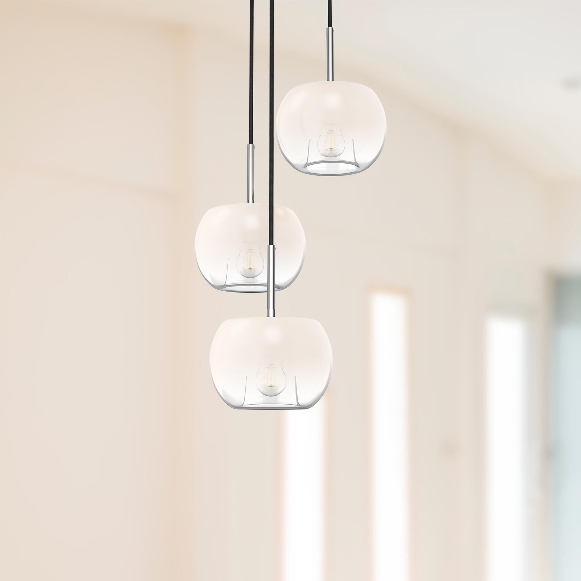 Shown in Chrome finish and Opal glass