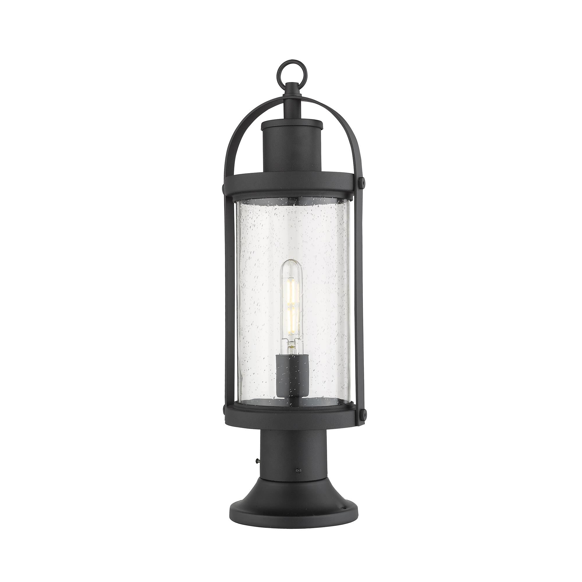 Shown in Black finish and Glass shade
