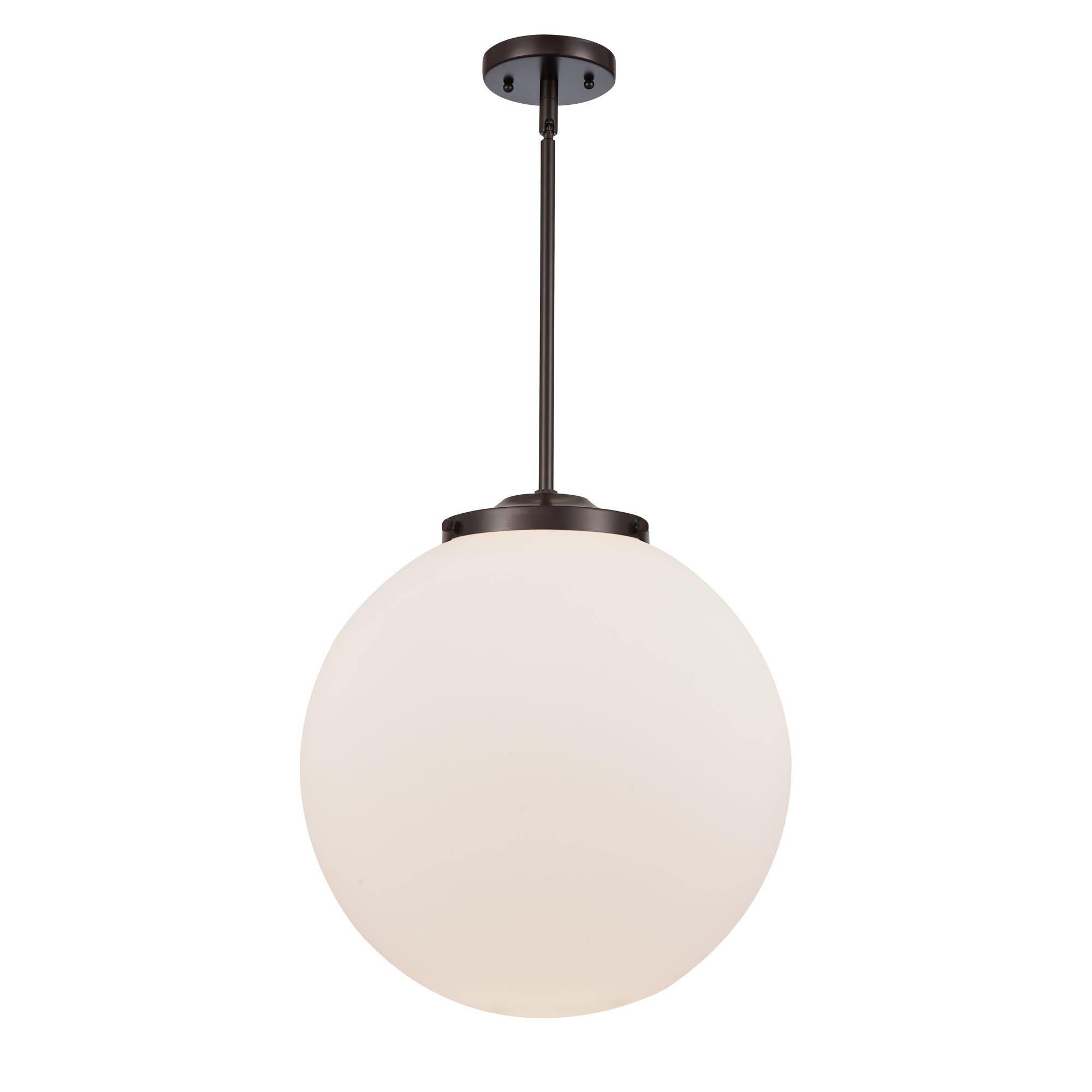 Shown in Oil Rubbed Bronze finish and Matte White Cased Beacon glass