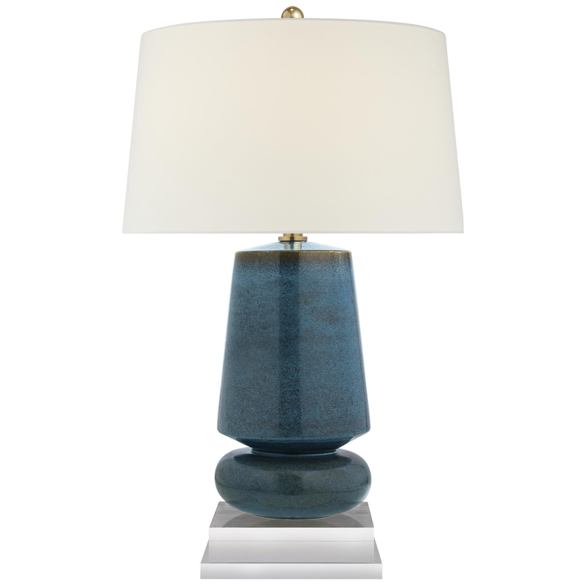 Shown in Oslo Blue finish and Linen shade