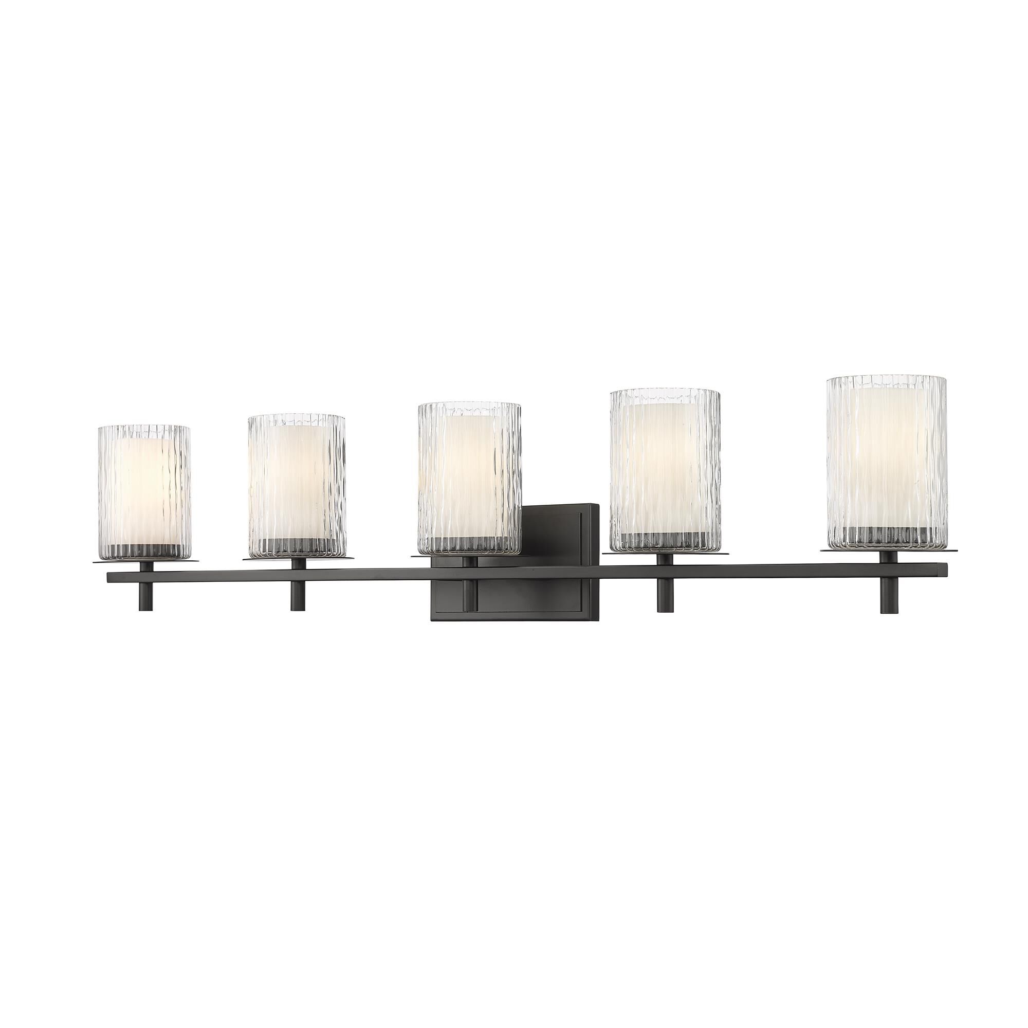 Shown in Matte Black finish and Clear + Etched Opal glass and Clear + Etched Opal shade