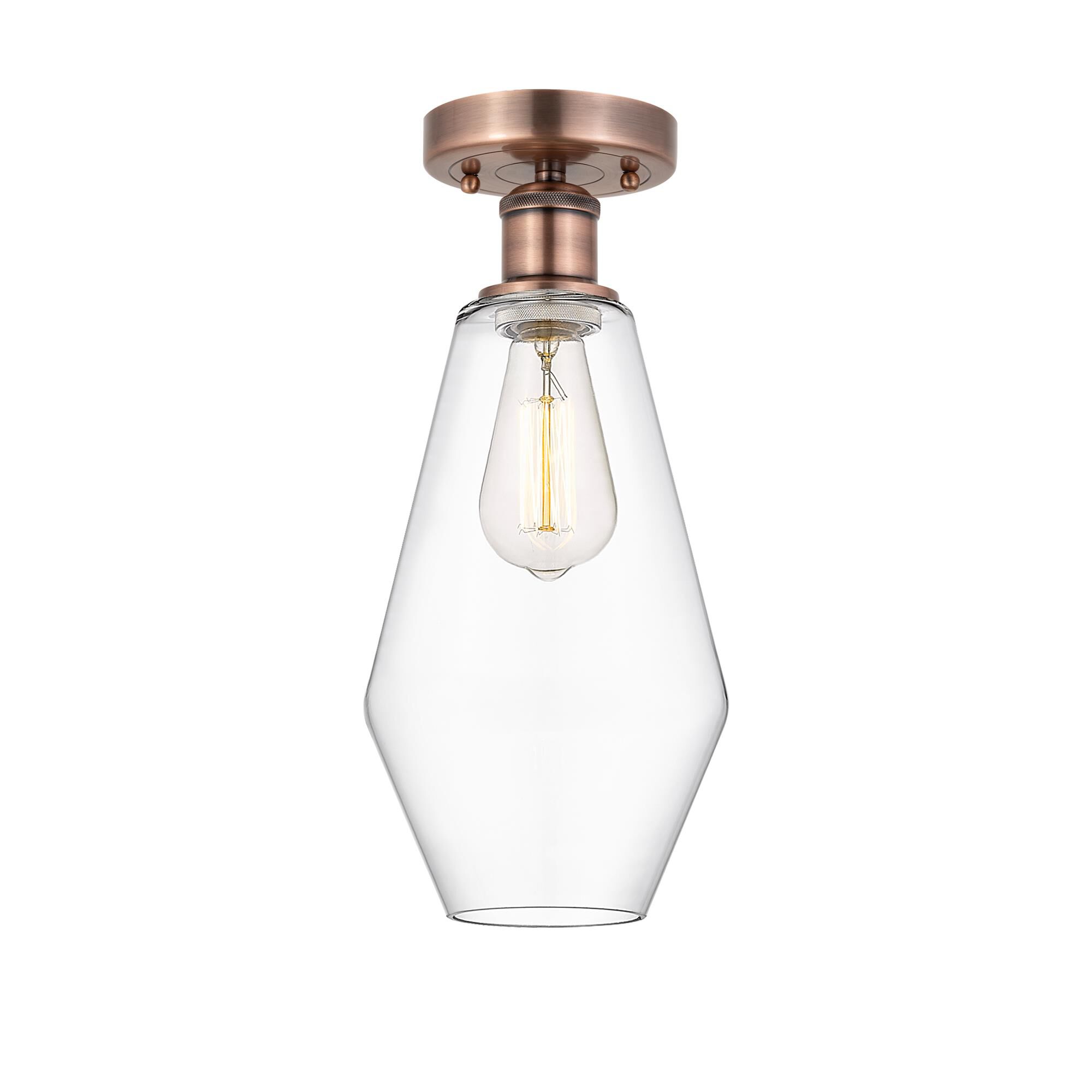 Shown in Antique Copper finish and Clear glass