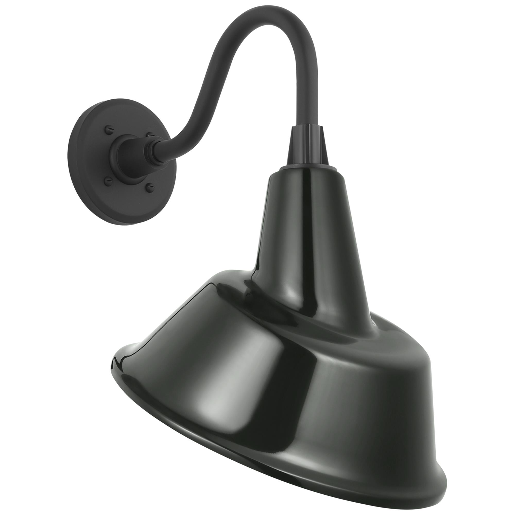 Shown in Matte Black finish and Green Bowers shade