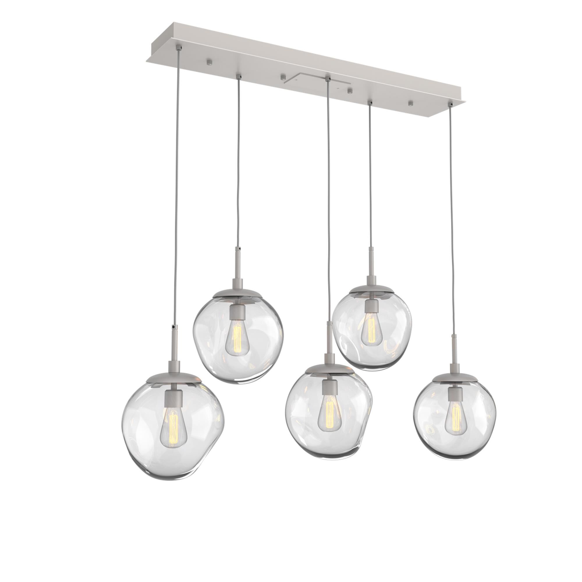 Shown in Metallic Beige Silver finish and Blown Clear glass