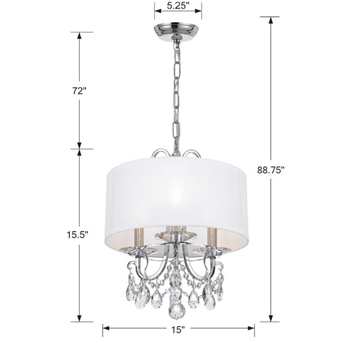 Shown in Polished Chrome finish and Swarovski Spectra Crystal crystal and Silk glass and White shade