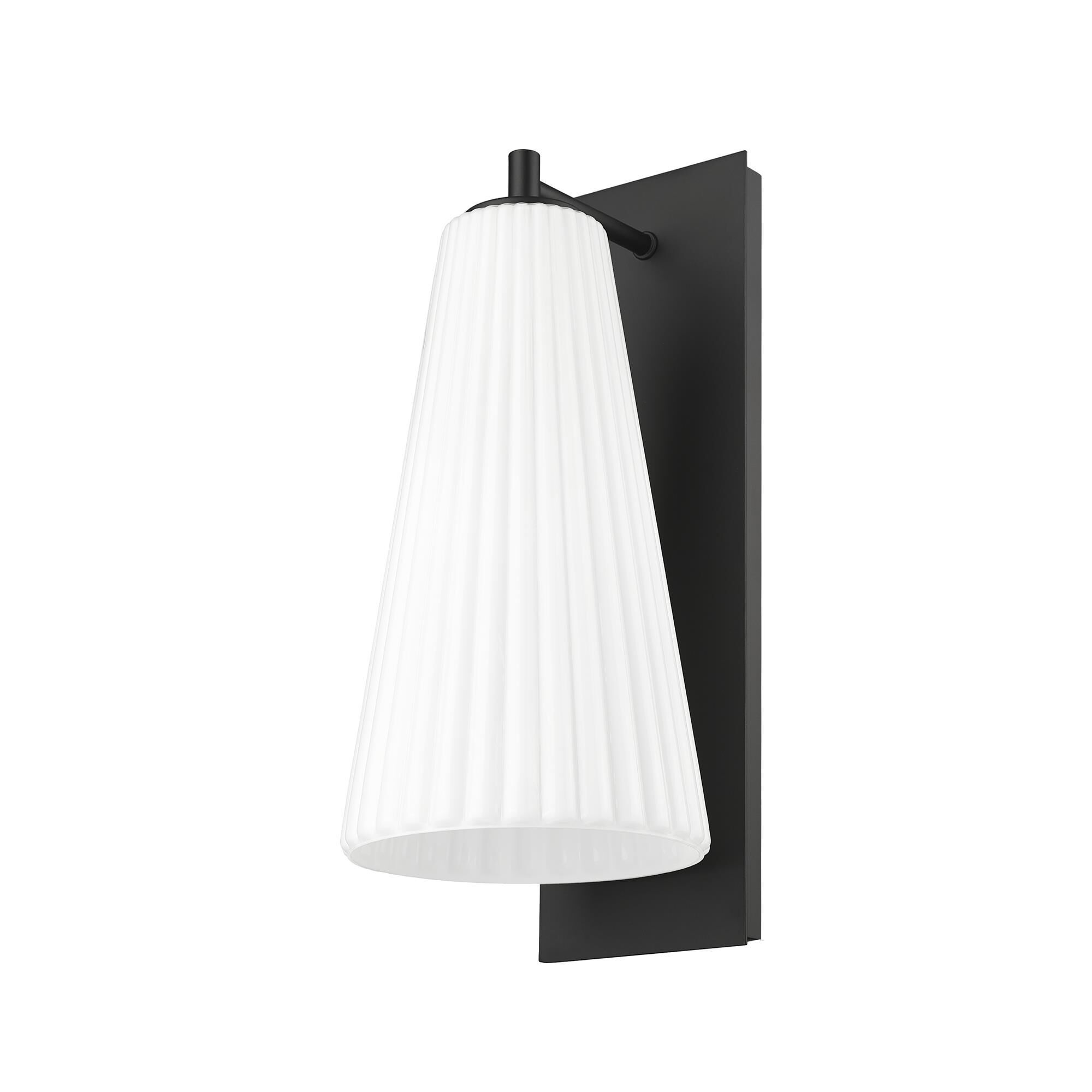 Shown in Matte Black finish and White glass and White shade