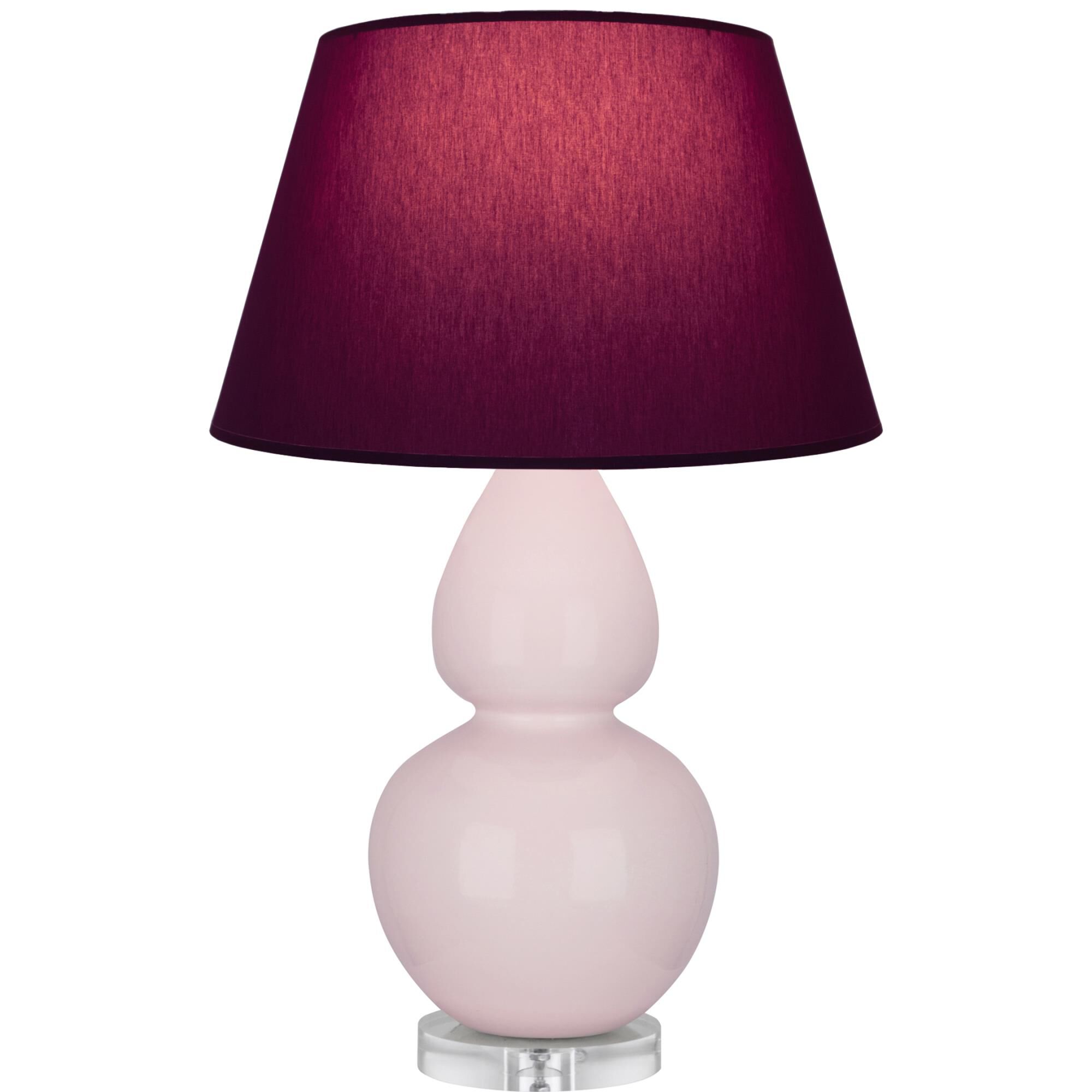 Shown in Rose Water Glazed finish and Plum with Lavender Lining shade and Lucite accent