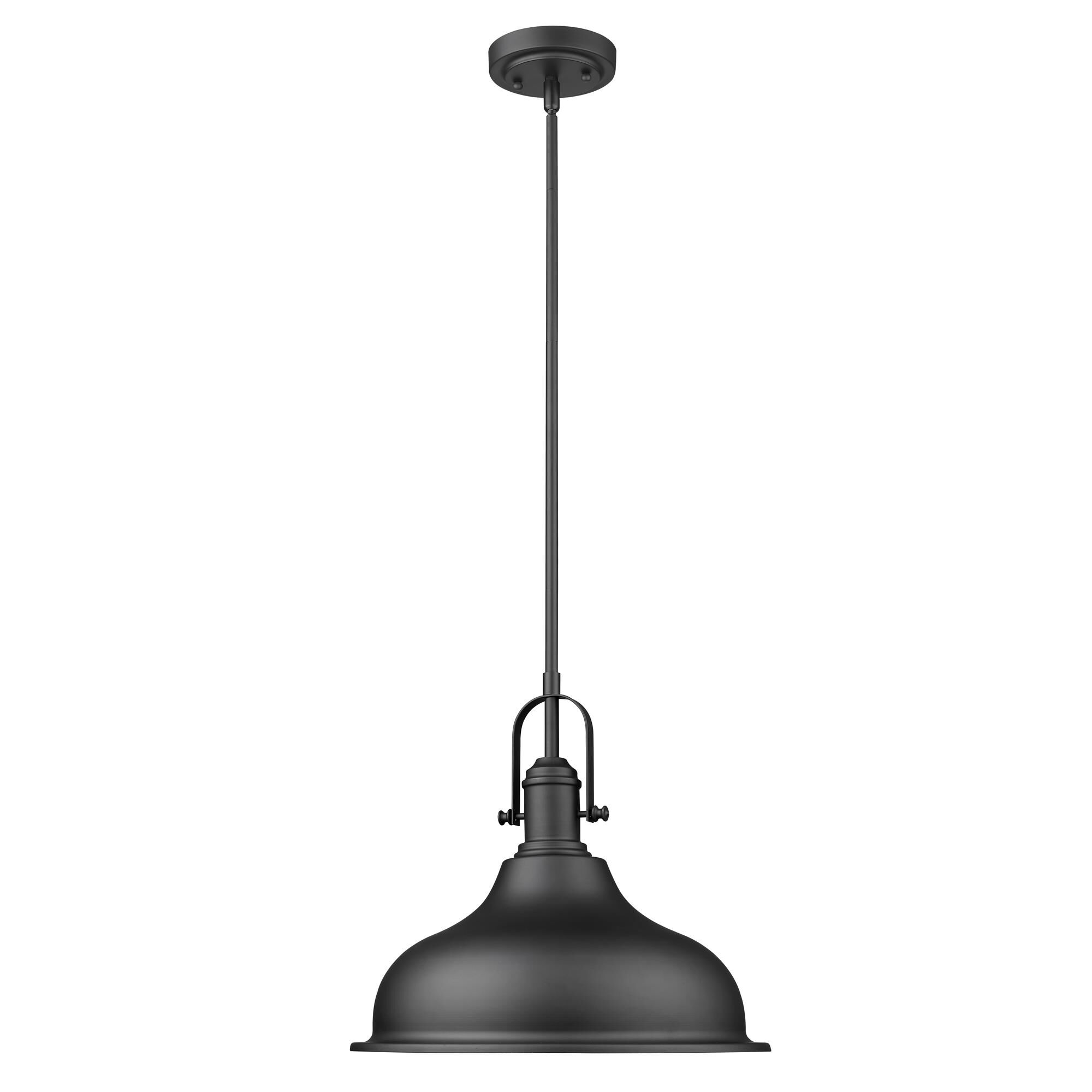 Shown in Matte Black finish and Matte Black glass and Matte Black Metal Dome Shaped shade