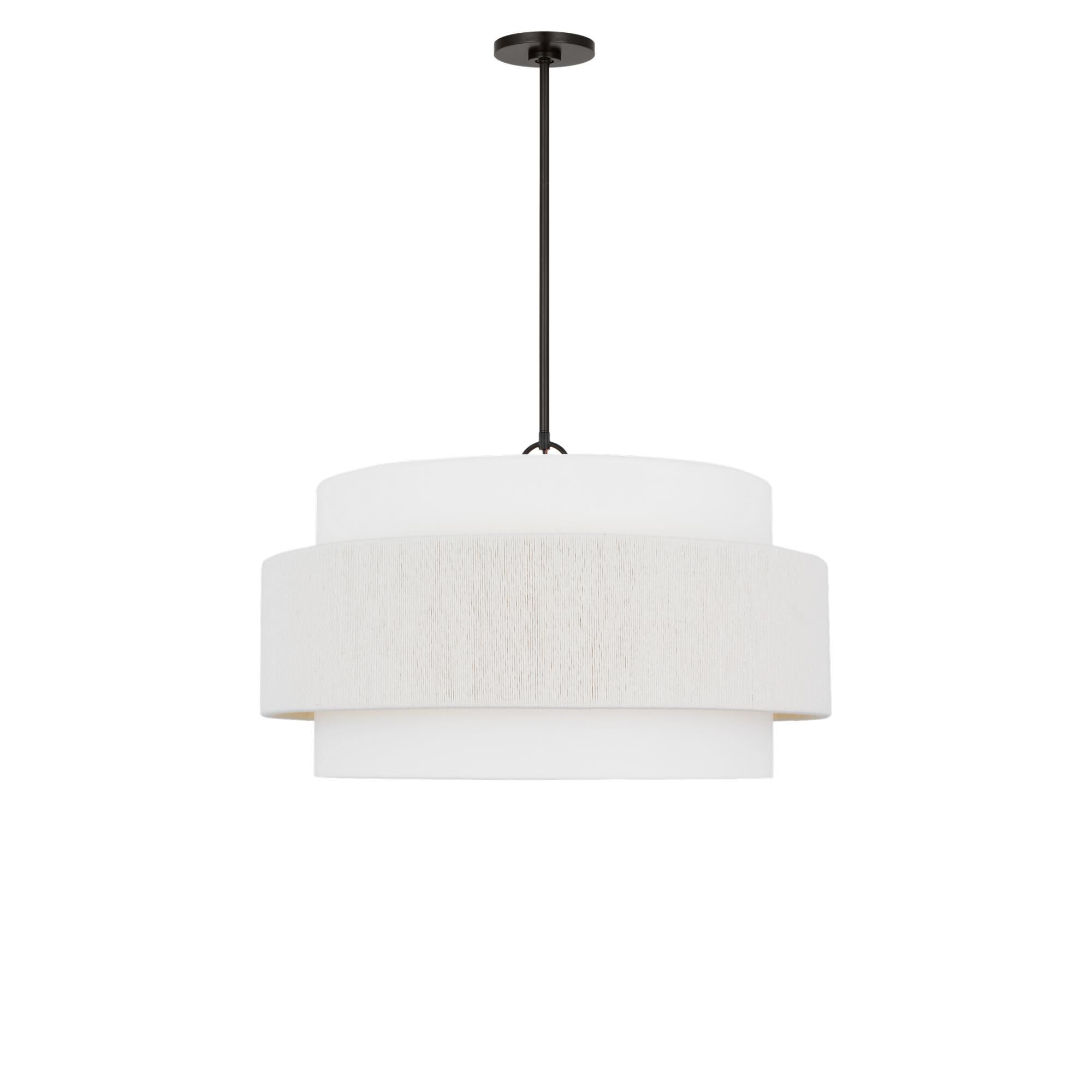 Shown in Aged Iron finish and White Linen Fabric shade