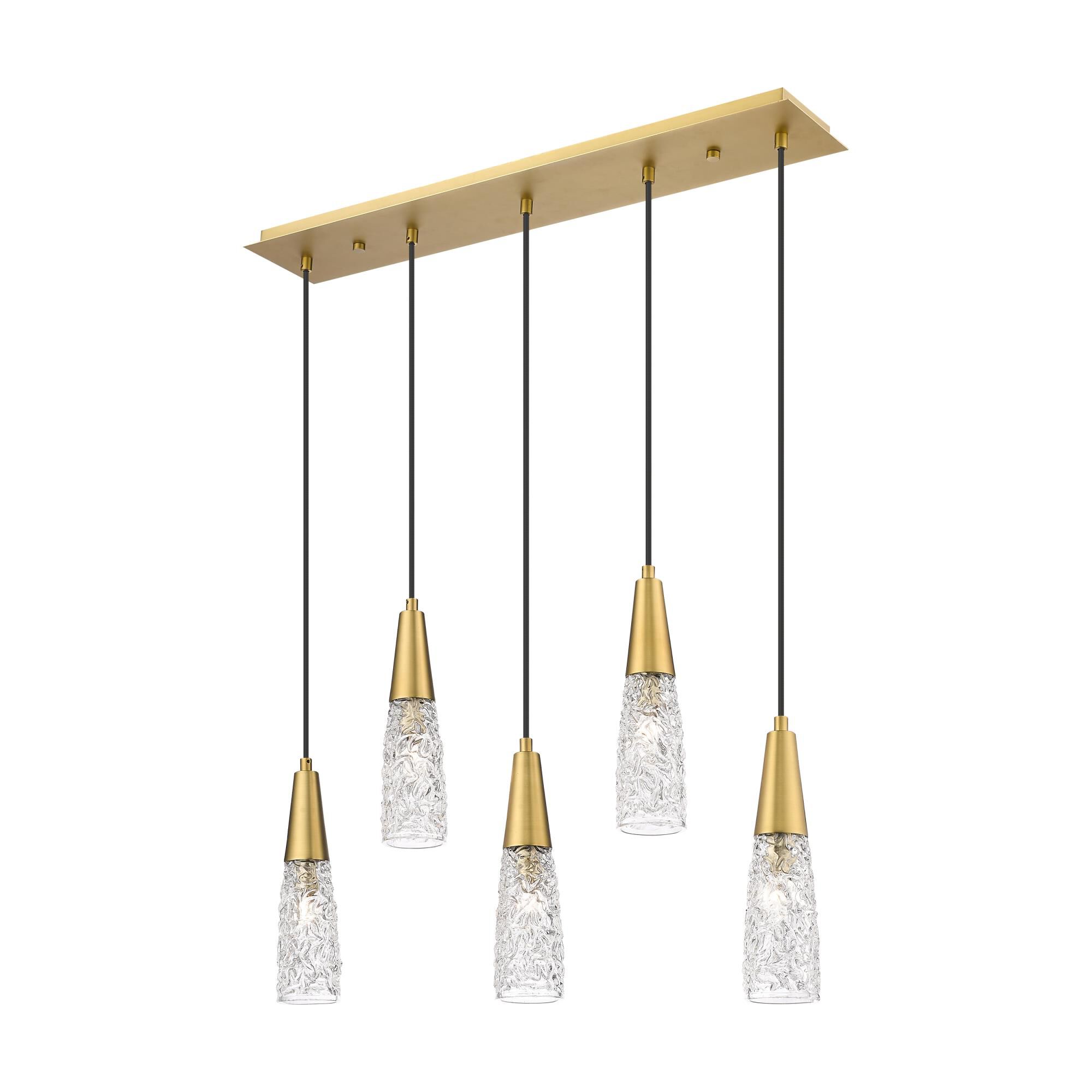 Shown in Brushed Brass finish and Clear shade