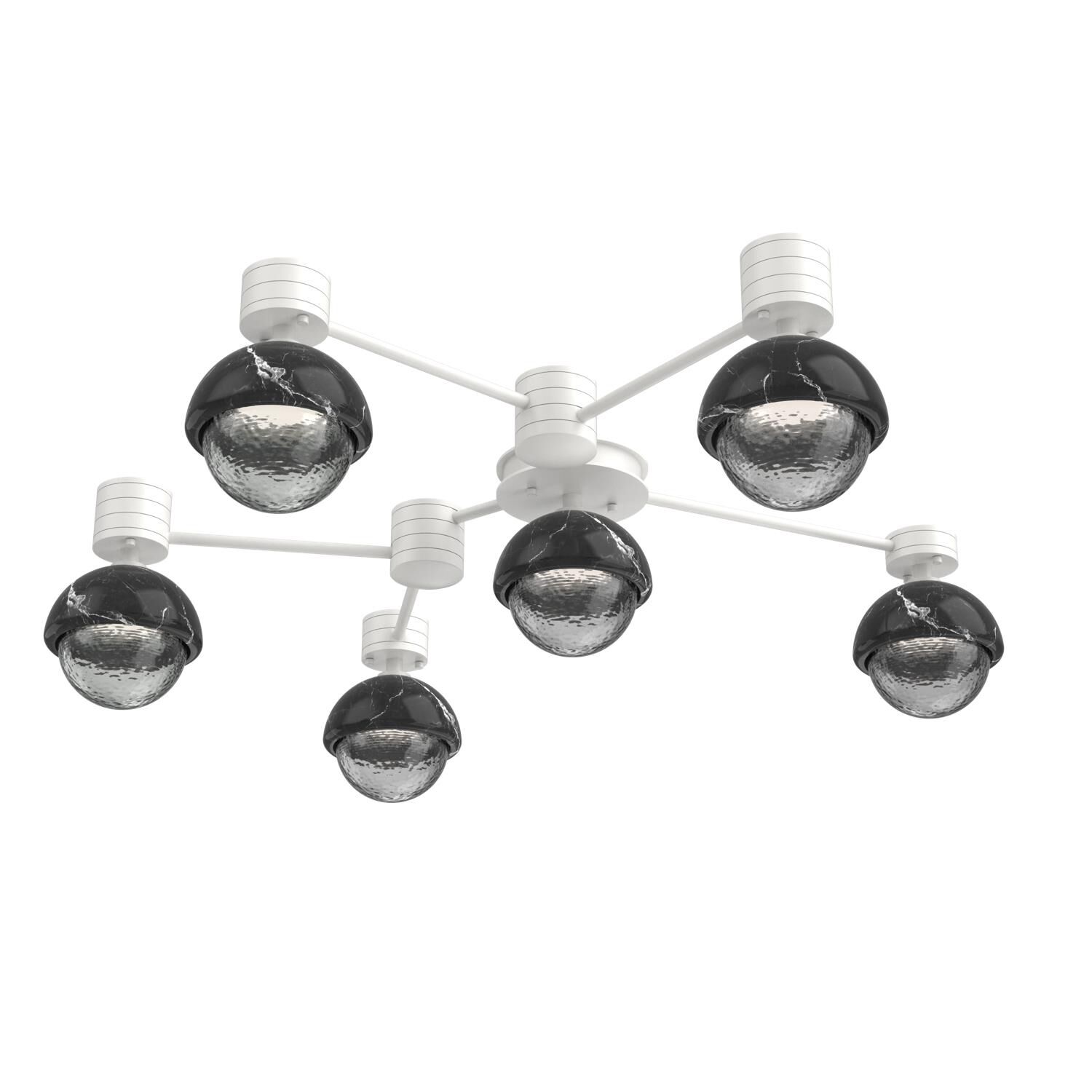 Shown in Salt White finish and Smoke glass and Black Marble accent