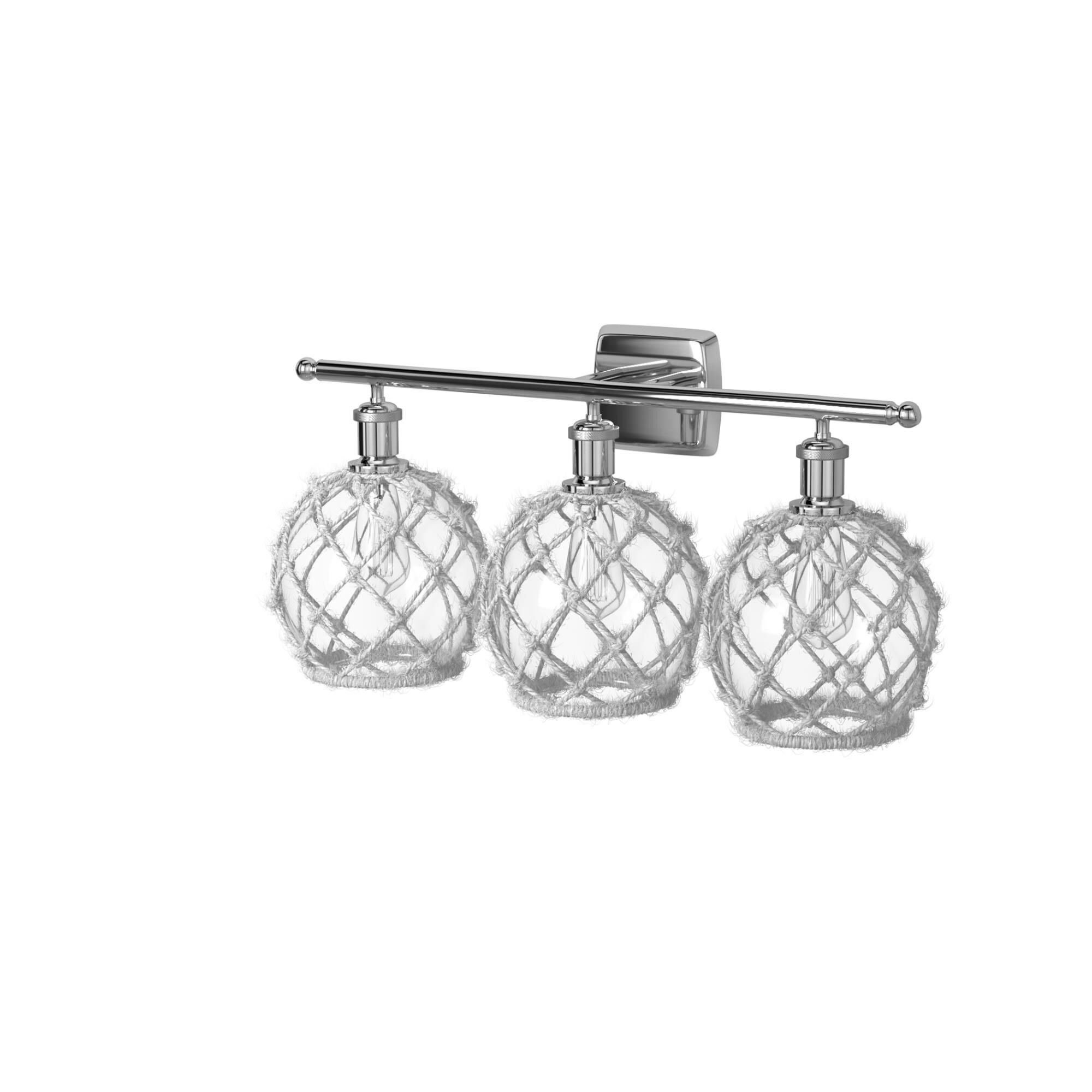 Shown in Polished Chrome finish and Clear With White Rope glass