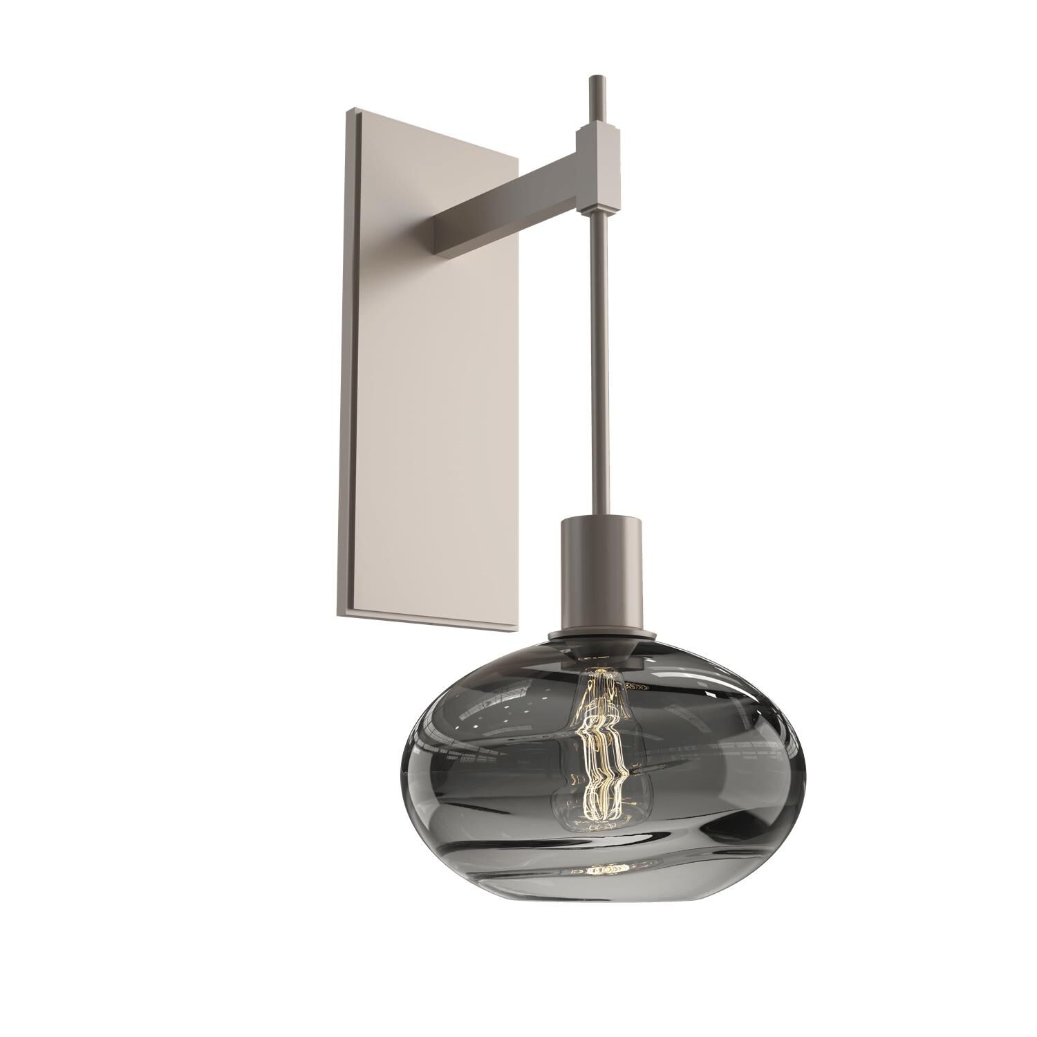 Shown in Metallic Beige Silver finish and Optic Blown Smoke glass