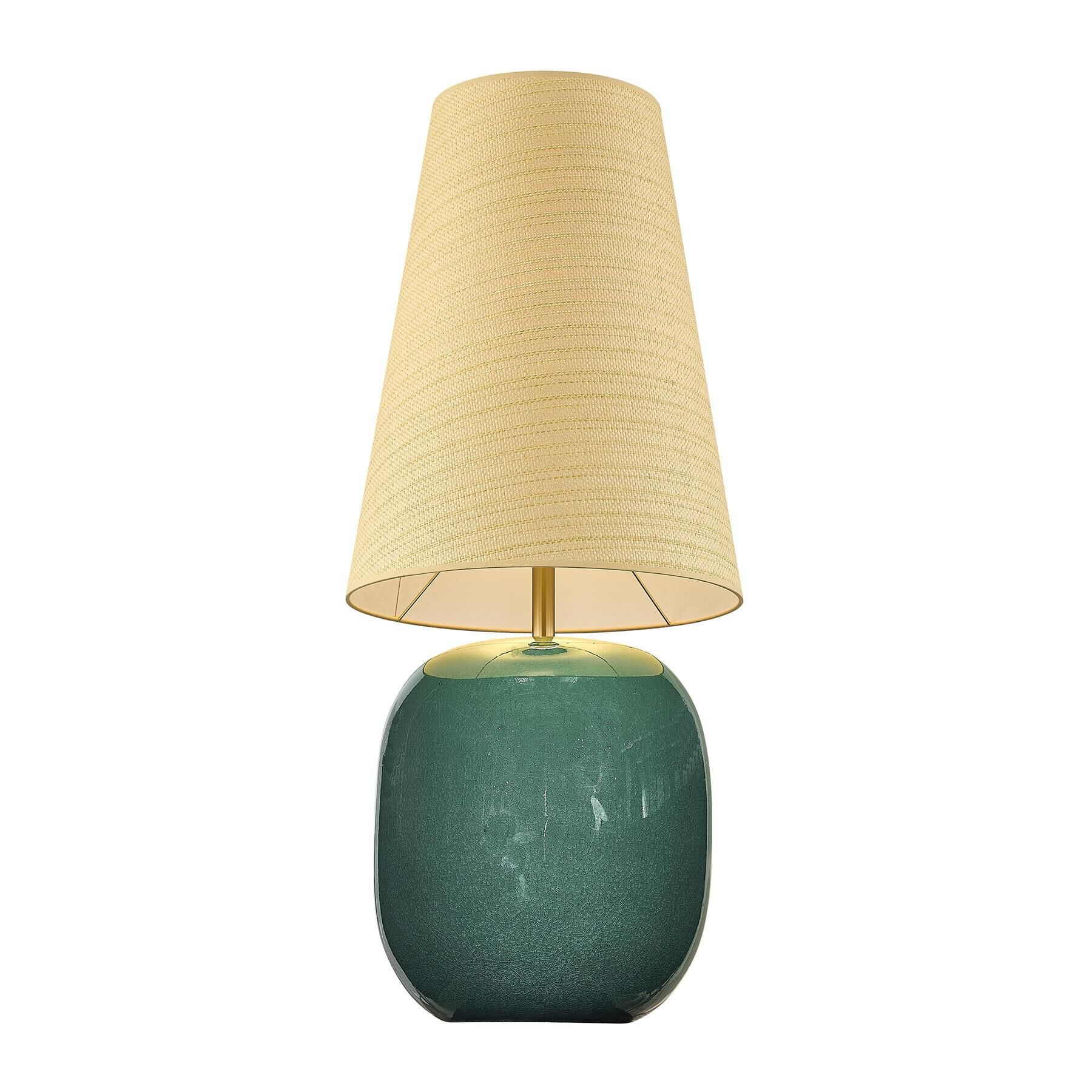 Shown in Warm Brass finish and Beige Parchment shade