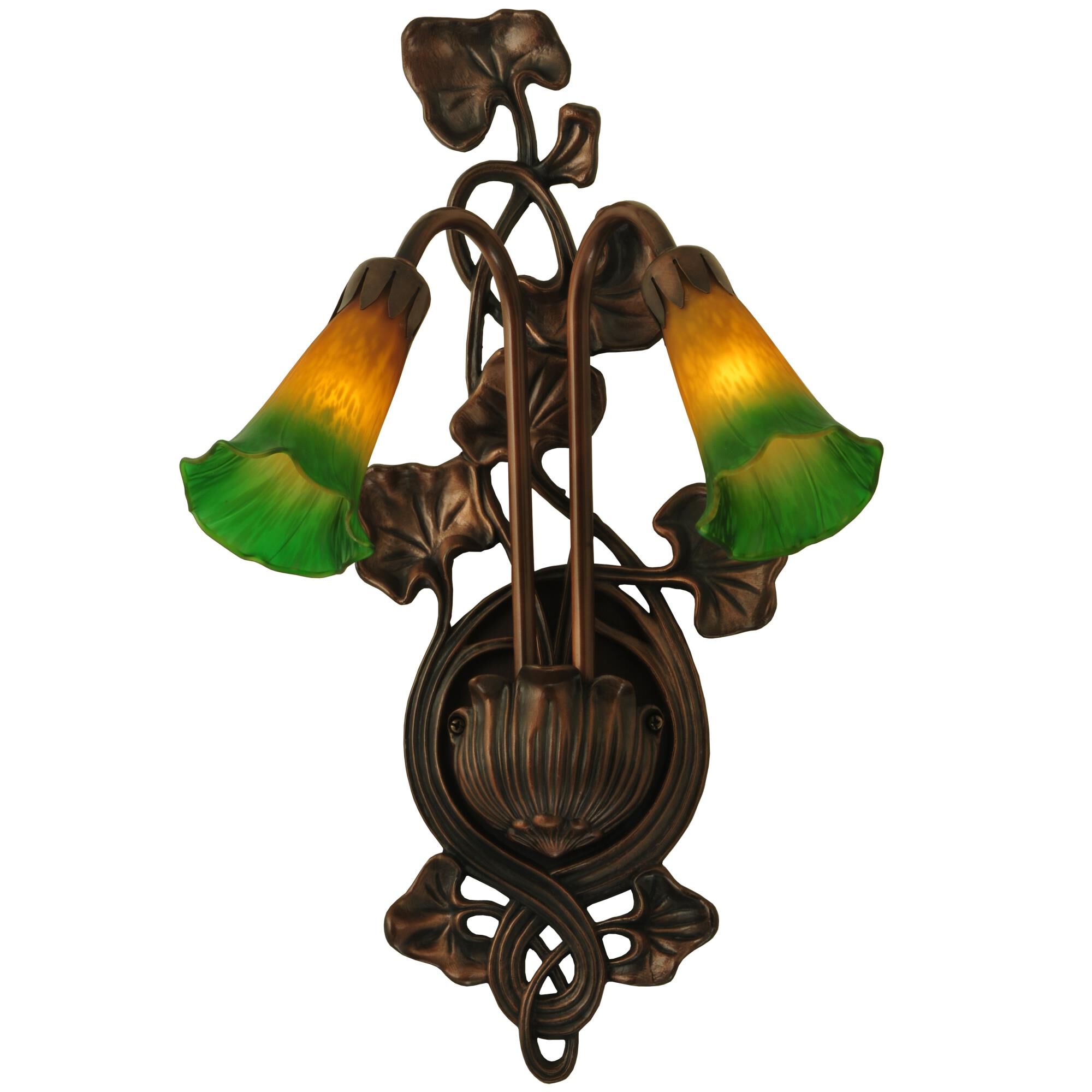 Amber And Green Pond Lily 17 Inch Wall Sconce by Meyda Lighting