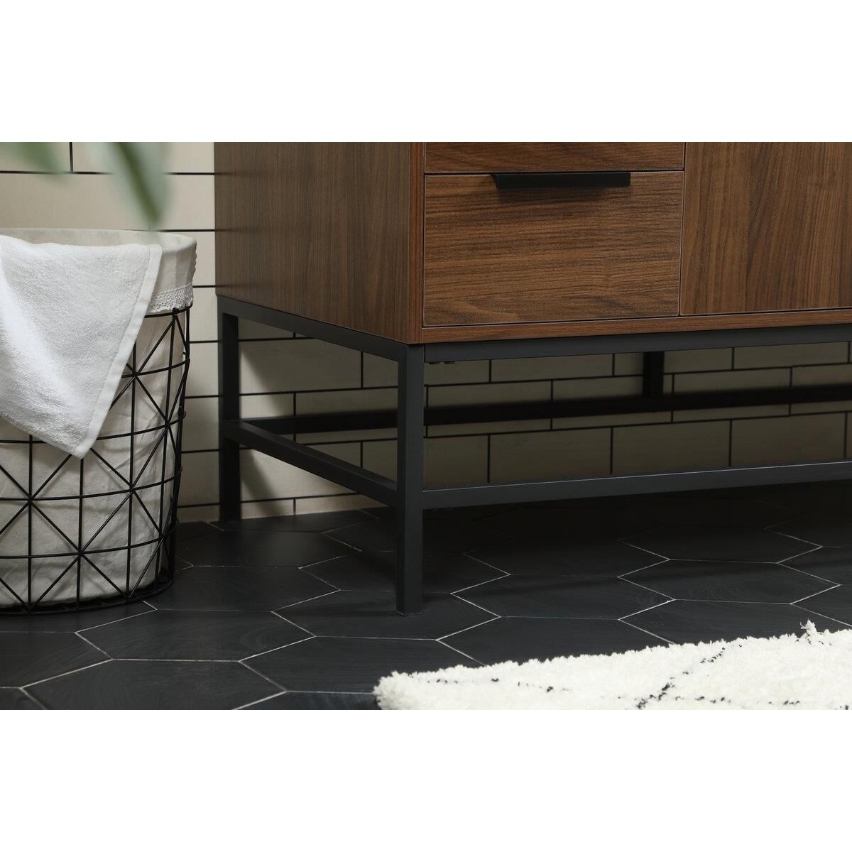 Shown in Walnut finish and With Backsplash accent