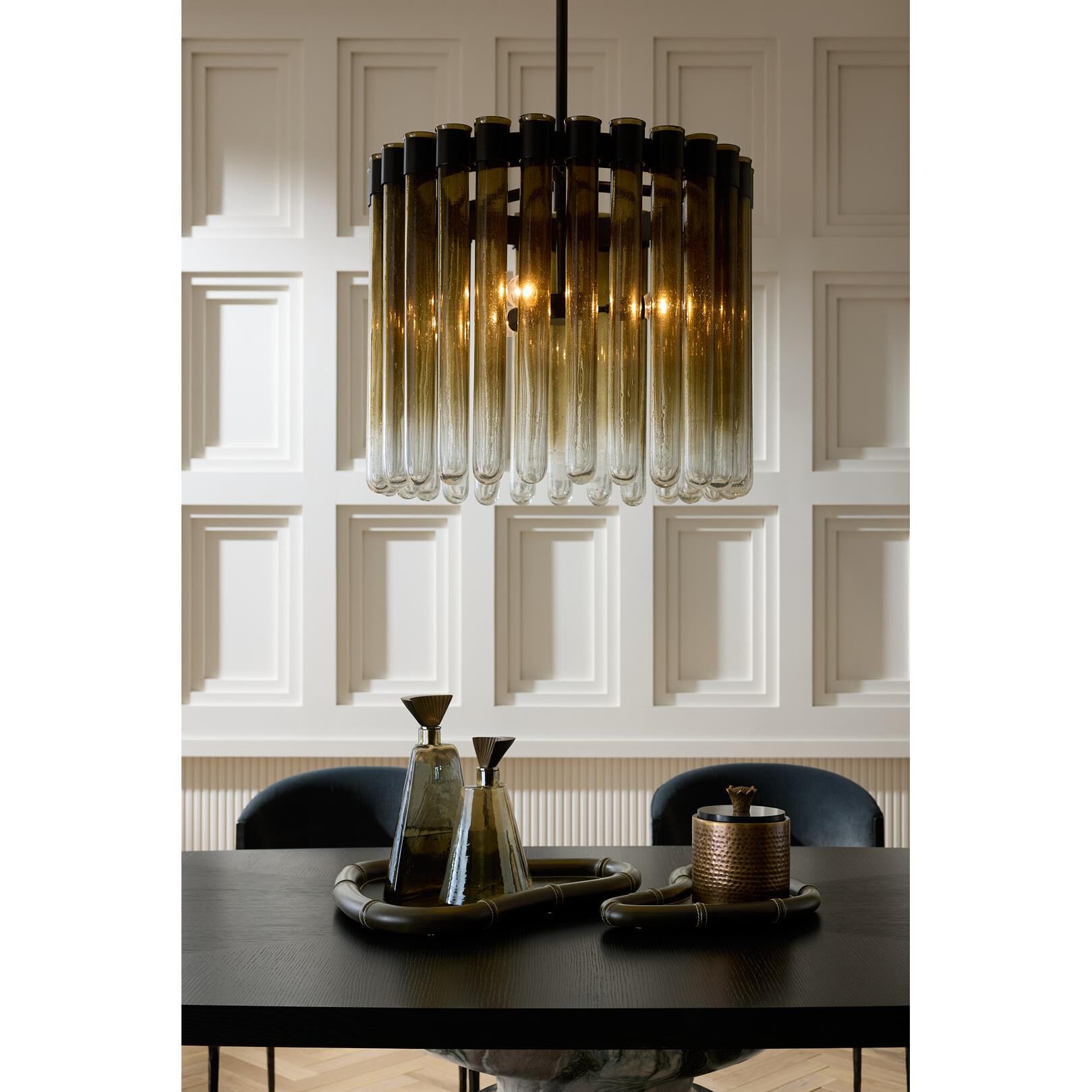 Shown in Bronze finish and Smokey Ombre glass