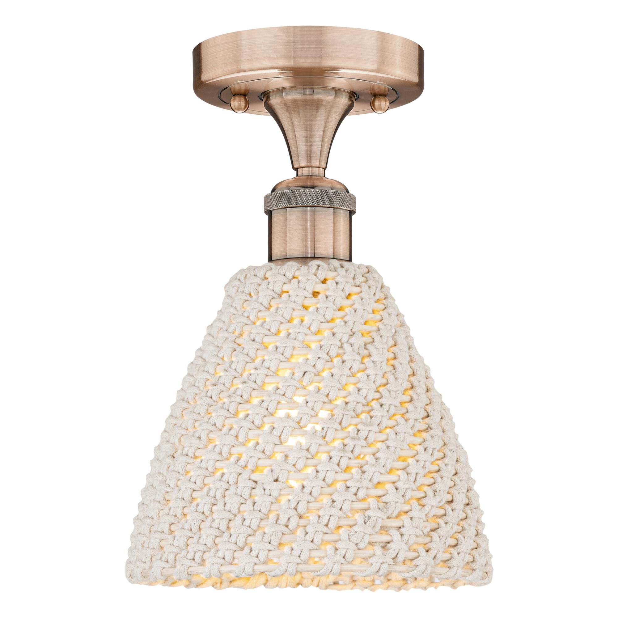 Shown in Antique Copper finish and Natural shade