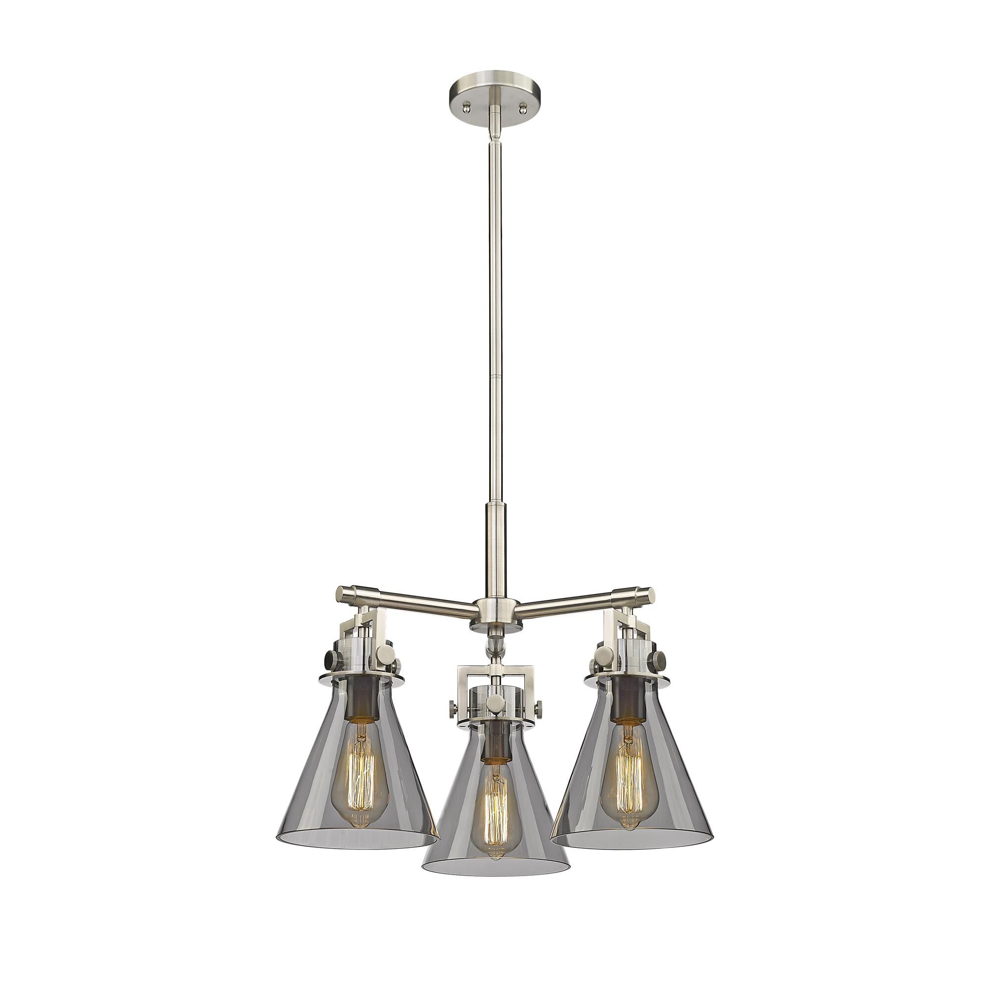 Shown in Satin Nickel finish and Plated Smoke glass