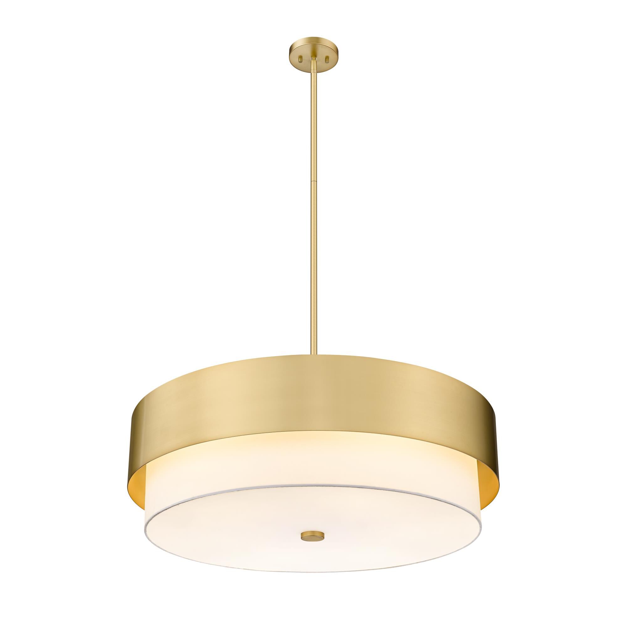 Shown in Modern Gold finish and White glass