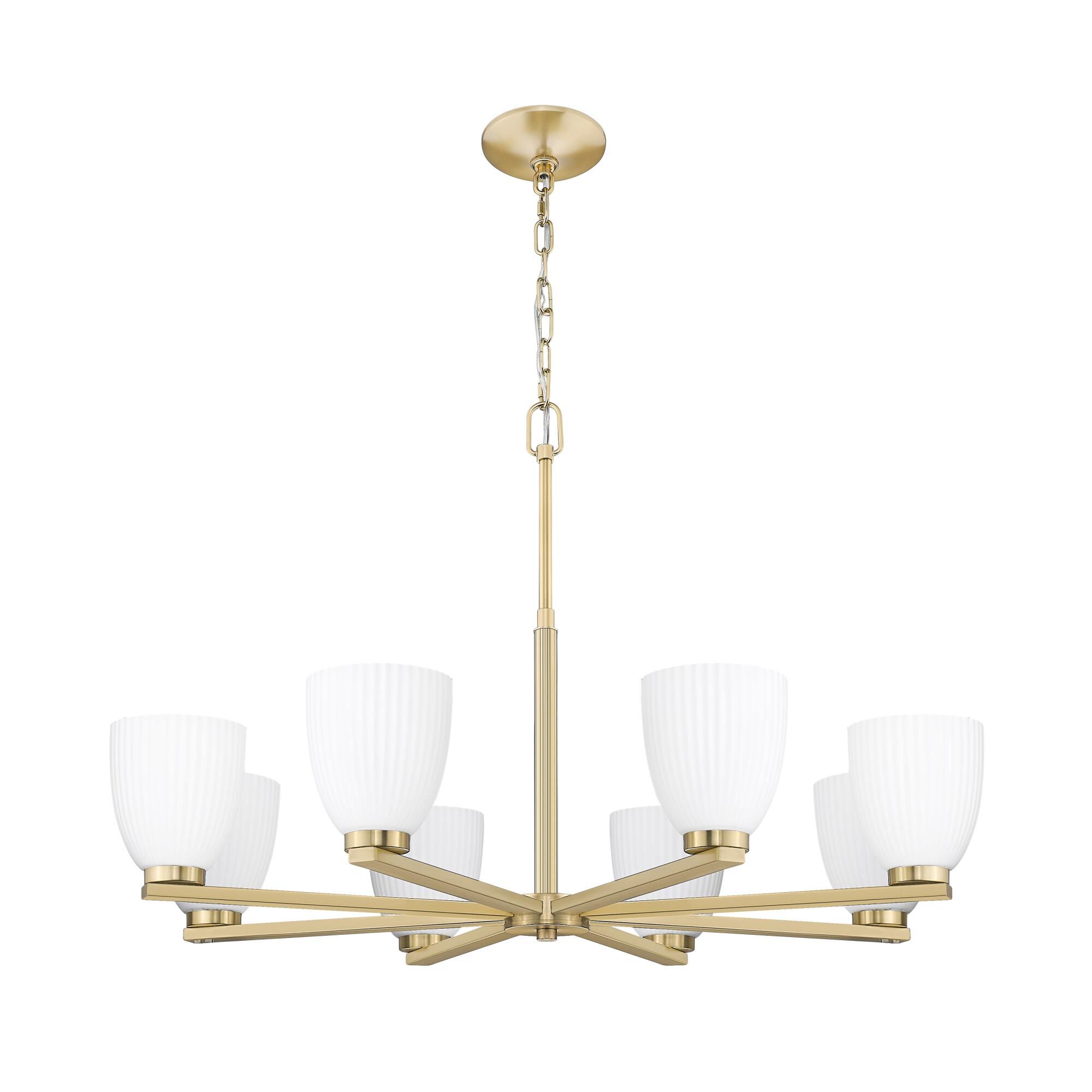 Shown in Modern Gold finish and Matte Opal glass and Matte Opal shade