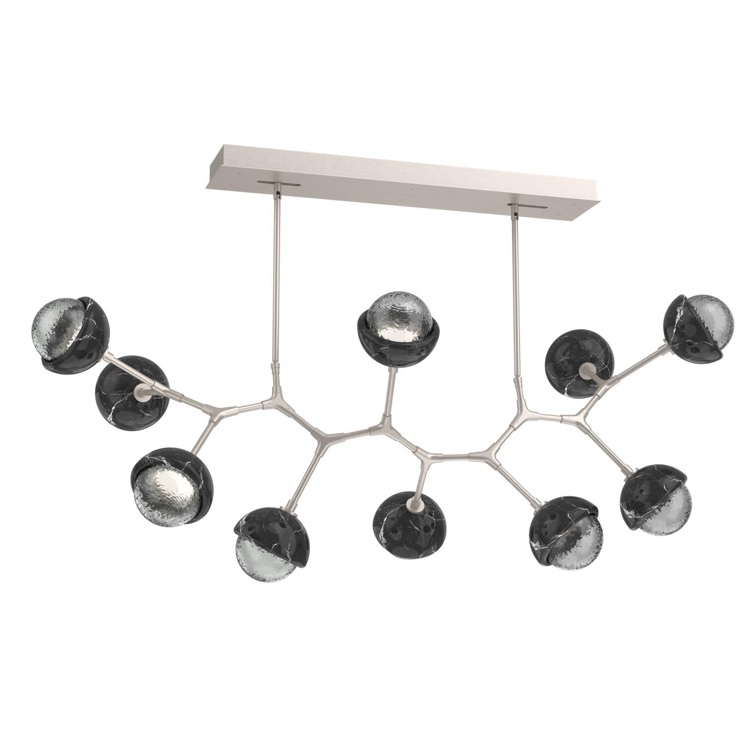 Shown in Beige Silver finish and Smoke glass and Black Marble accent