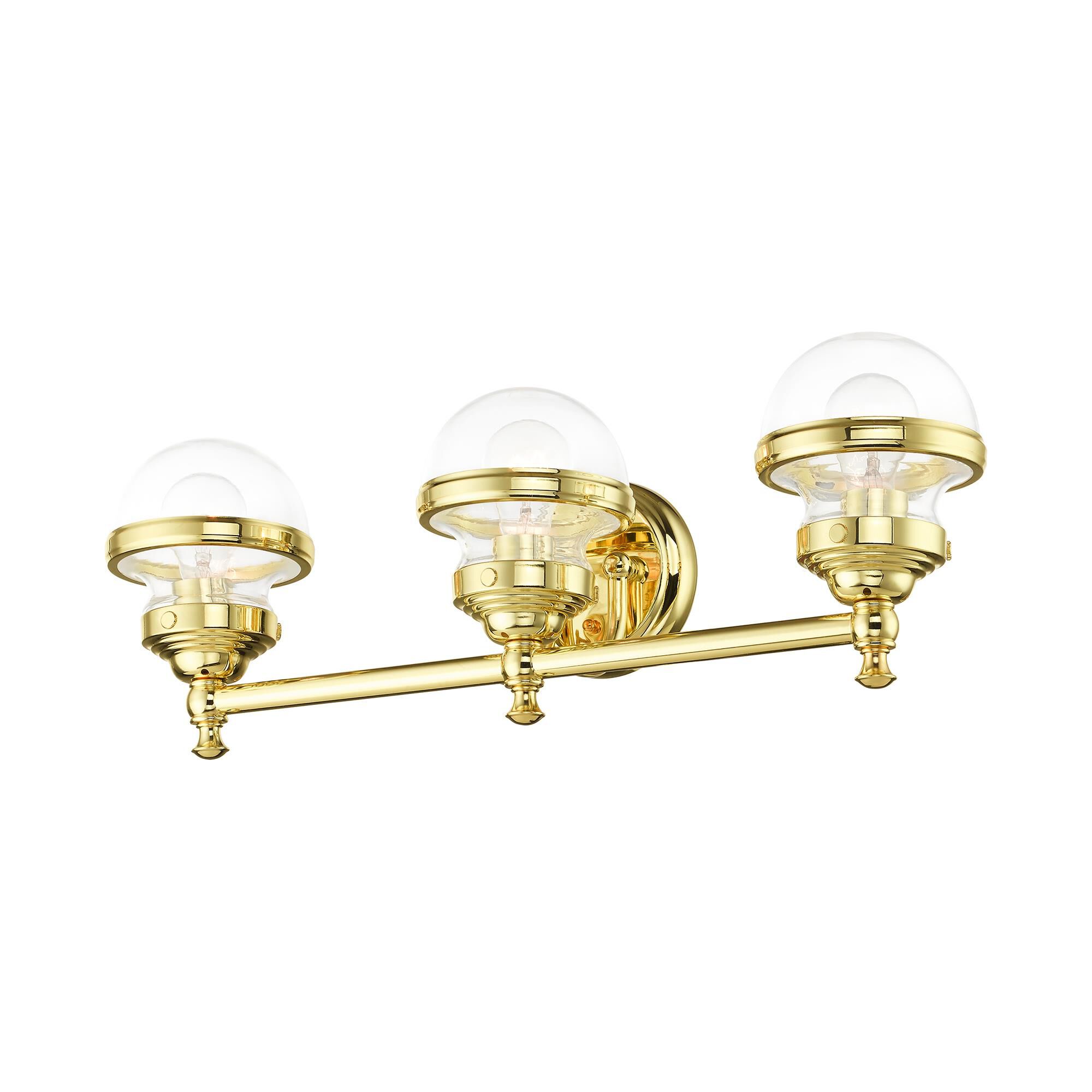 Shown in Polished Brass finish and Hand Blown Clear glass and Hand Blown Clear Glass shade